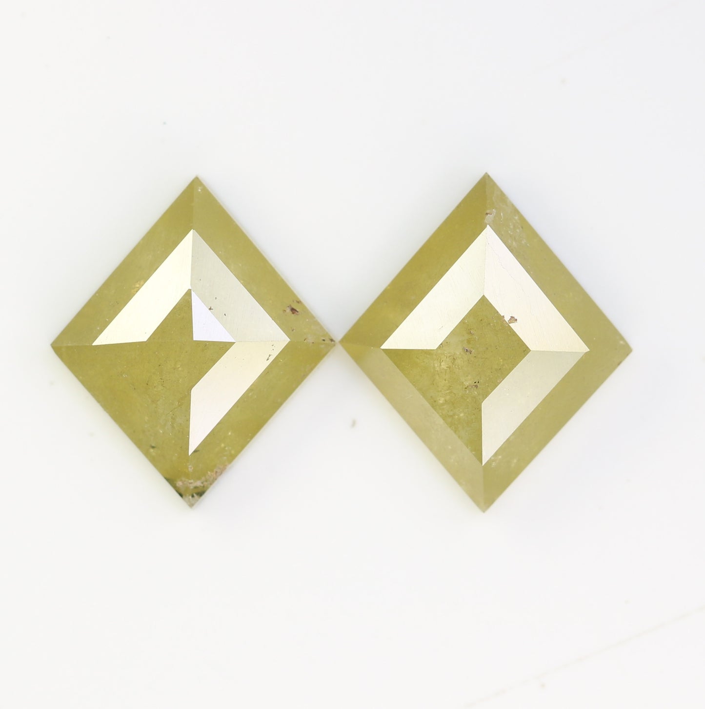 4.39 CT Natural Loose Rustic Green Kite Shape Diamond Pair For Wedding Ring - JayKrishna Diamond