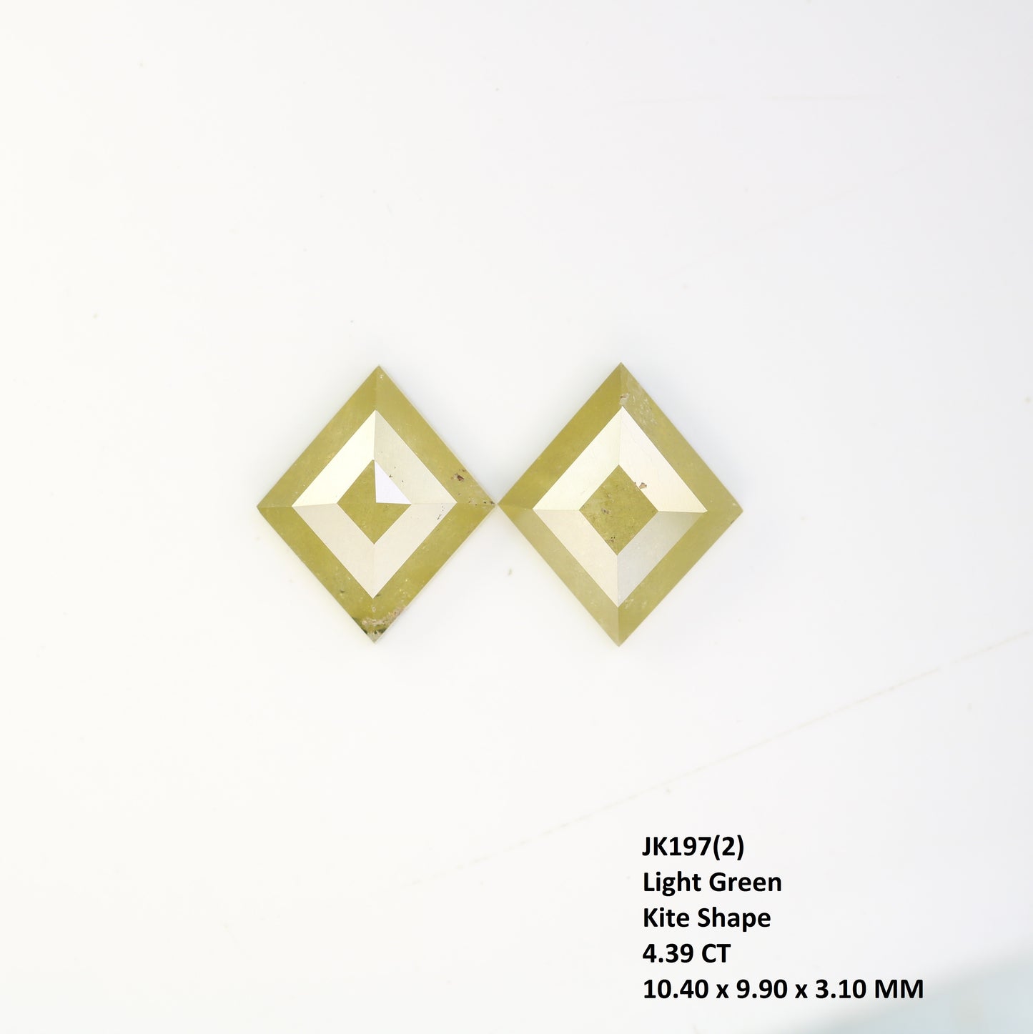 4.39 CT Natural Loose Rustic Green Kite Shape Diamond Pair For Wedding Ring - JayKrishna Diamond