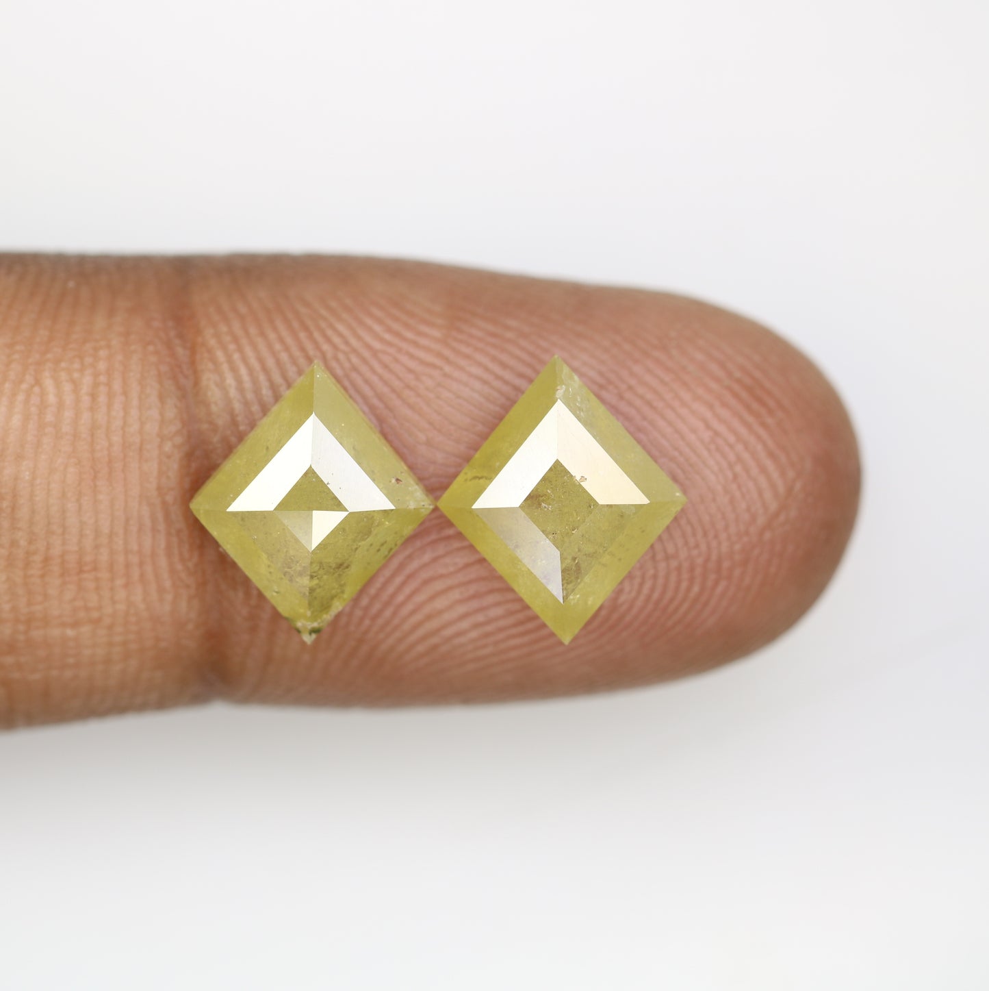 4.39 CT Natural Loose Rustic Green Kite Shape Diamond Pair For Wedding Ring - JayKrishna Diamond