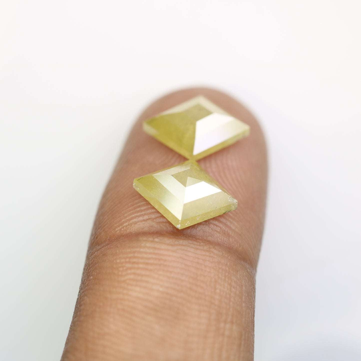 4.39 CT Natural Loose Rustic Green Kite Shape Diamond Pair For Wedding Ring - JayKrishna Diamond