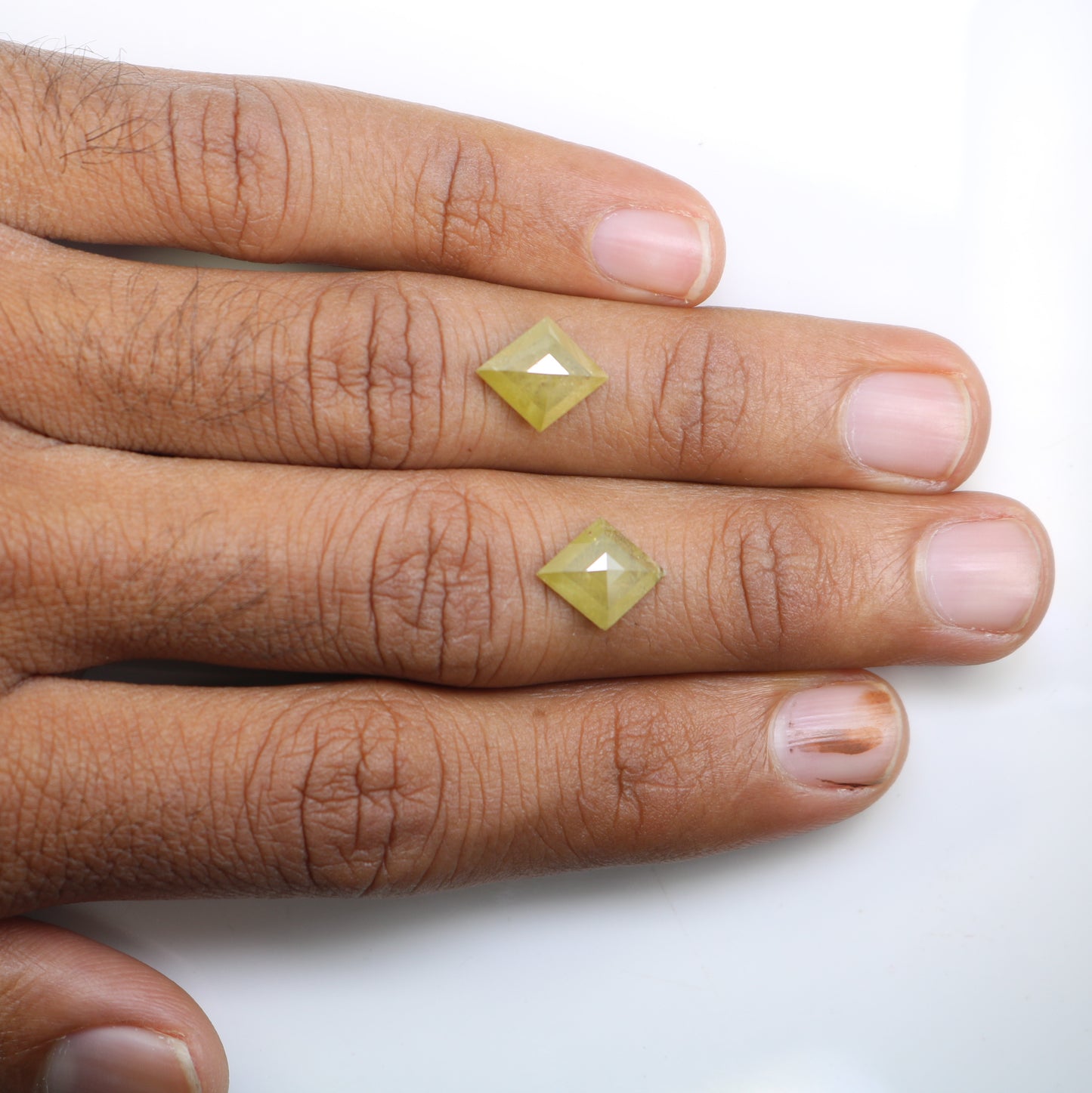 4.39 CT Natural Loose Rustic Green Kite Shape Diamond Pair For Wedding Ring - JayKrishna Diamond