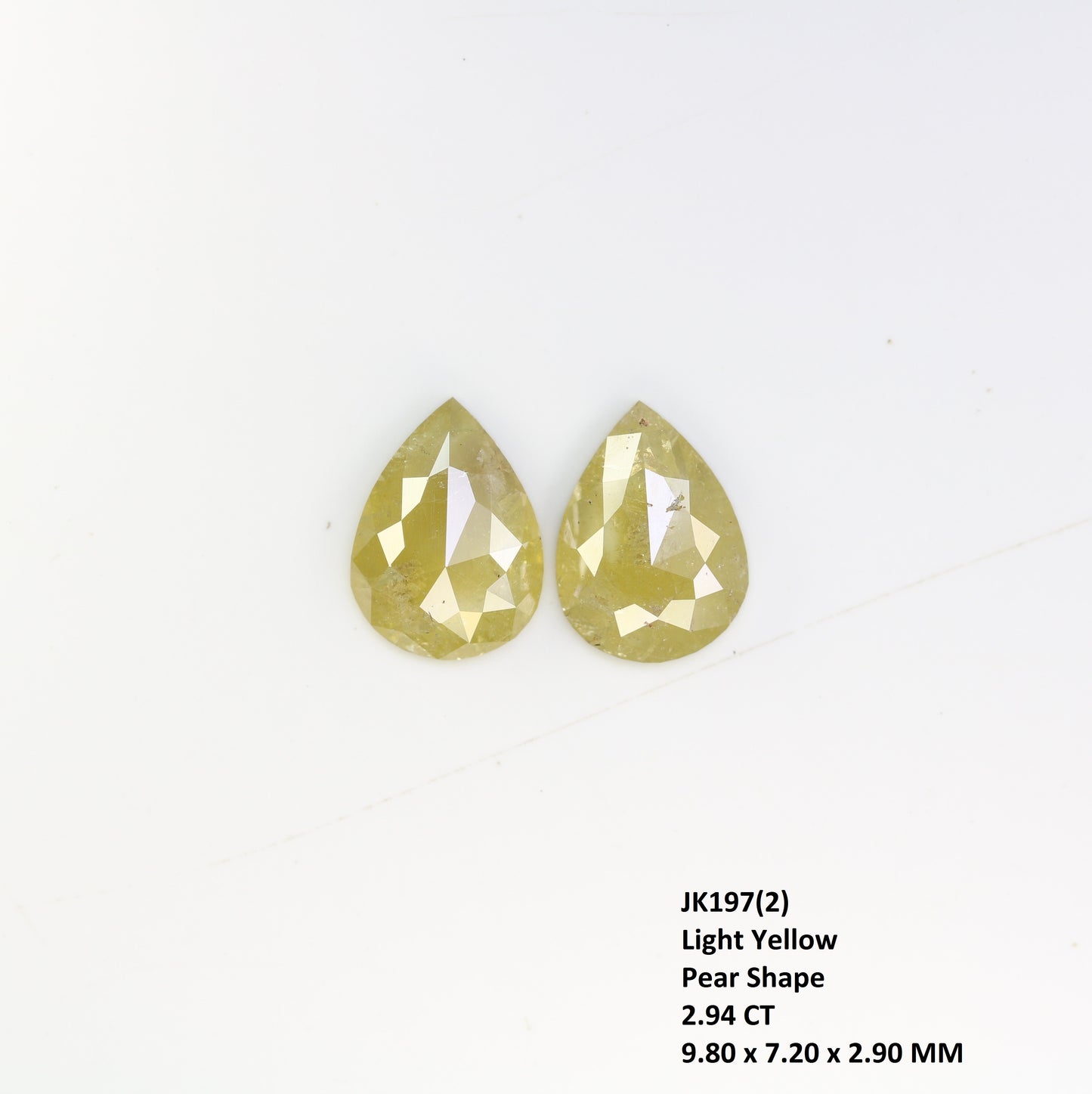 2.94 Carat Natural Yellow Rustic Diamond Pair Fancy Pear Shaped Diamond - JayKrishna Diamond
