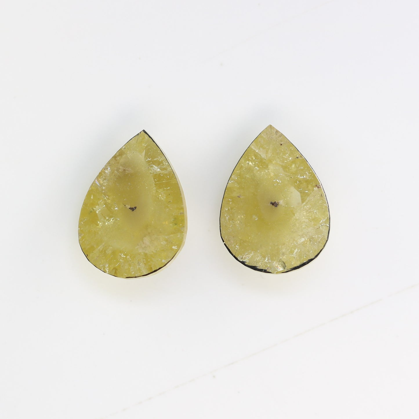 2.94 Carat Natural Yellow Rustic Diamond Pair Fancy Pear Shaped Diamond - JayKrishna Diamond