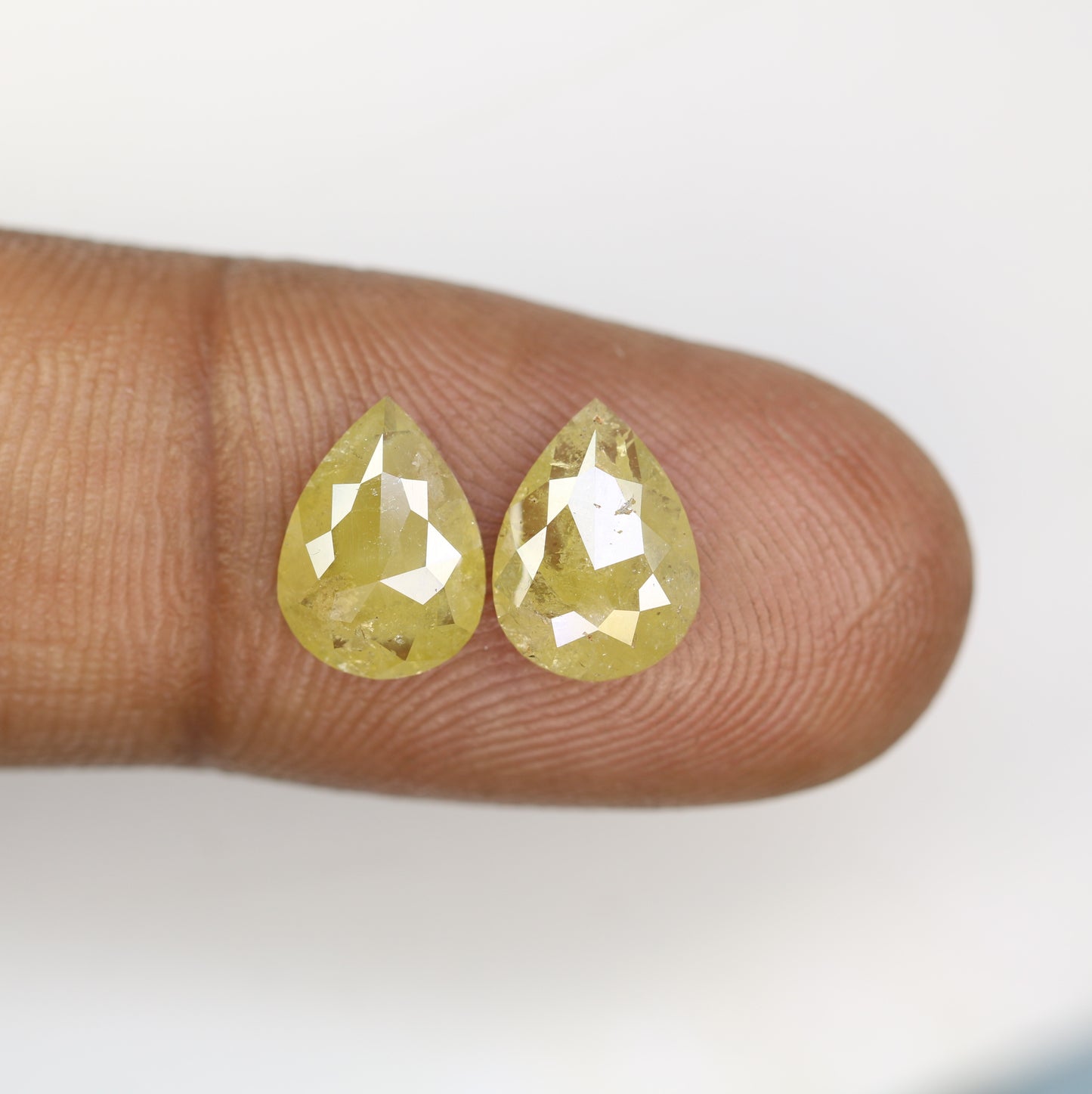 2.94 Carat Natural Yellow Rustic Diamond Pair Fancy Pear Shaped Diamond - JayKrishna Diamond