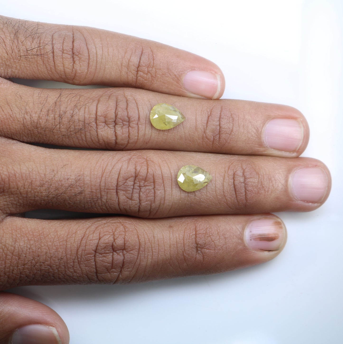 2.94 Carat Natural Yellow Rustic Diamond Pair Fancy Pear Shaped Diamond - JayKrishna Diamond