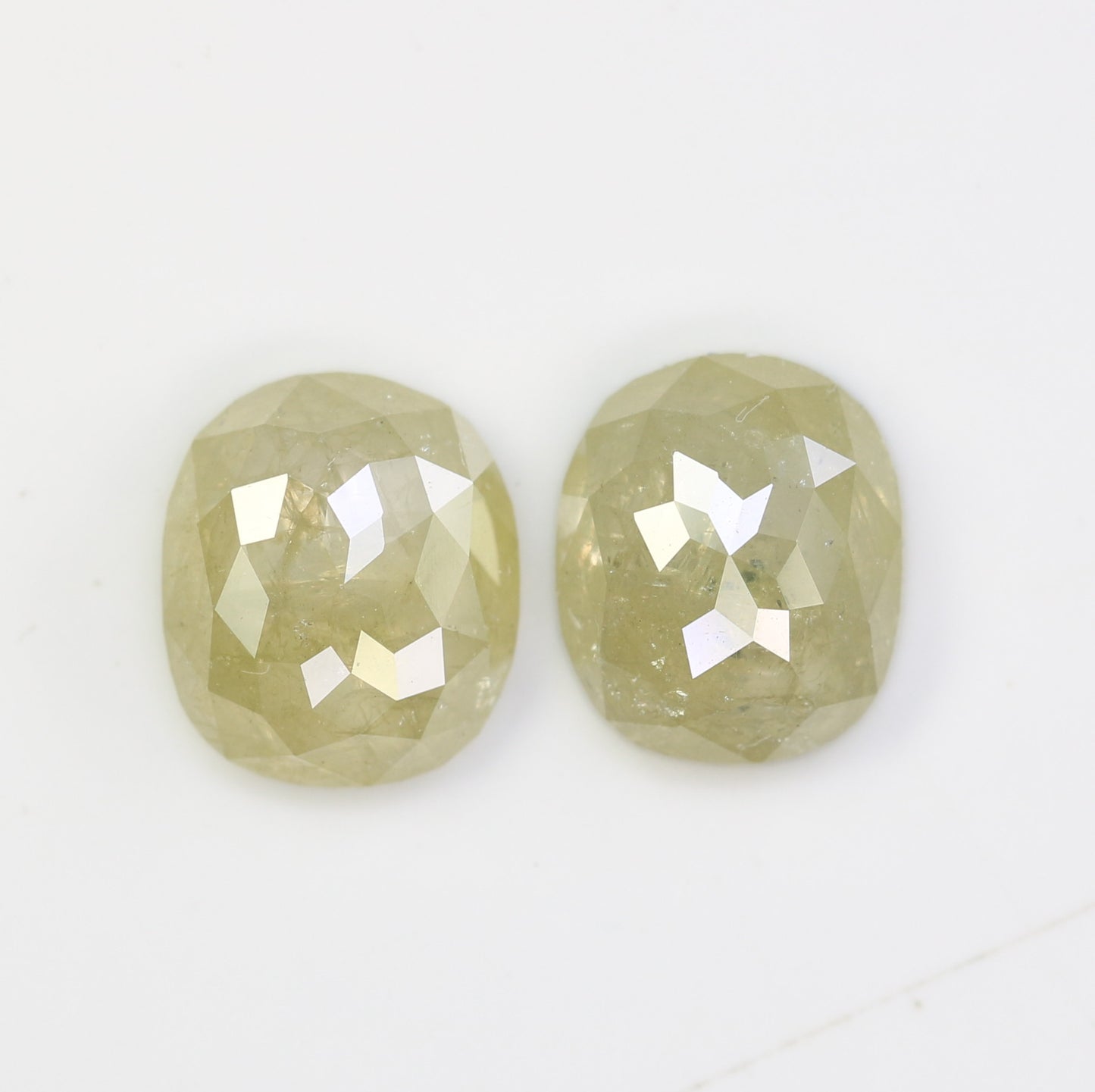 3.19 Carat Natural Green Rustic Light Green Oval Cut Diamond Pair For Diamond Earring - JayKrishna Diamond