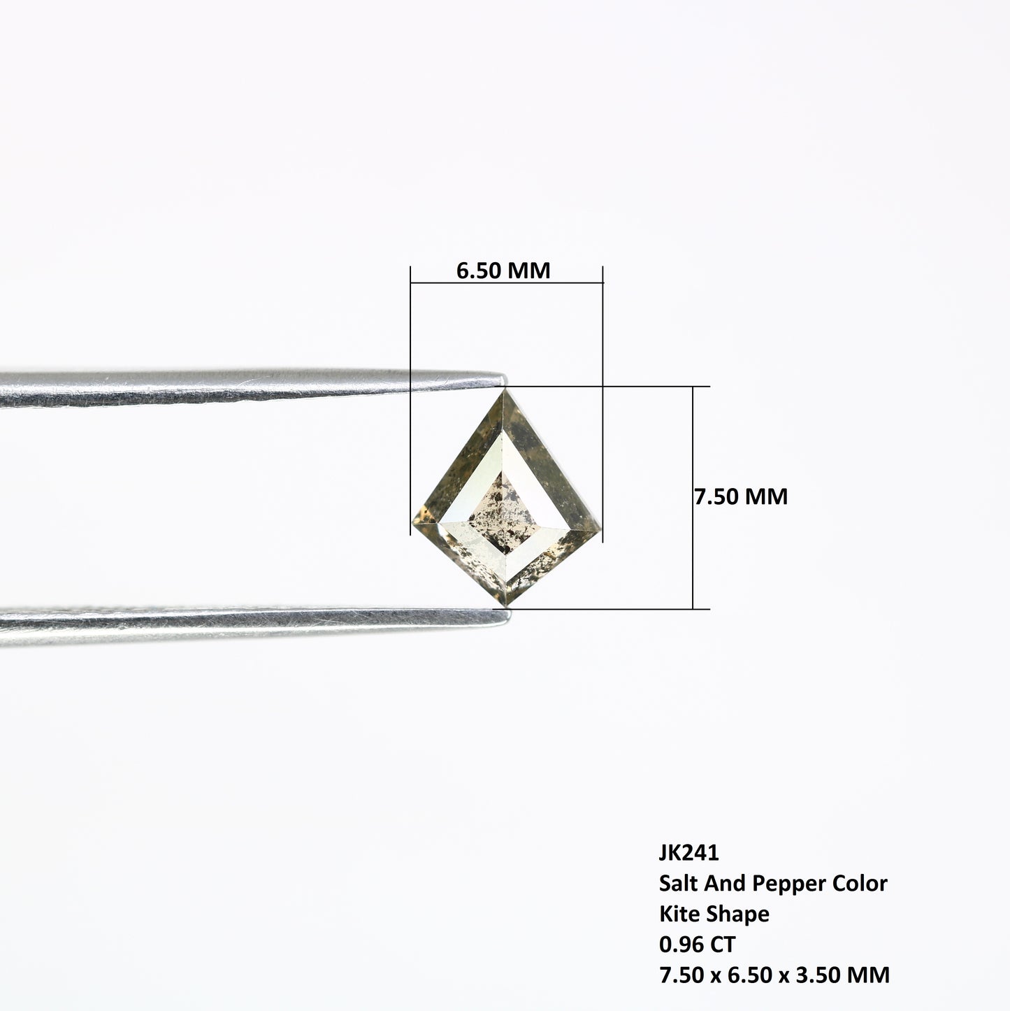 0.96 CT Salt And Pepper Kite Shaped Loose Diamond Ring - JayKrishna Diamond