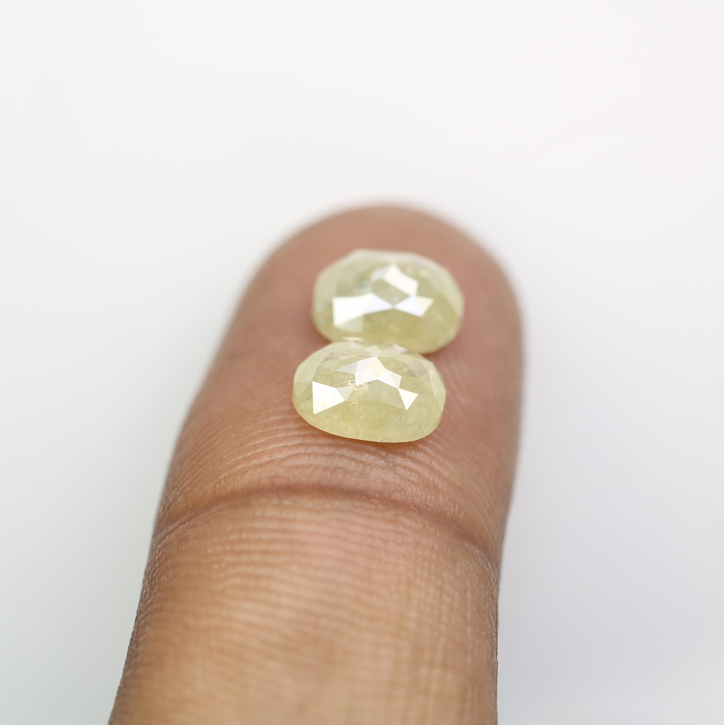 3.19 Carat Natural Green Rustic Light Green Oval Cut Diamond Pair For Diamond Earring - JayKrishna Diamond