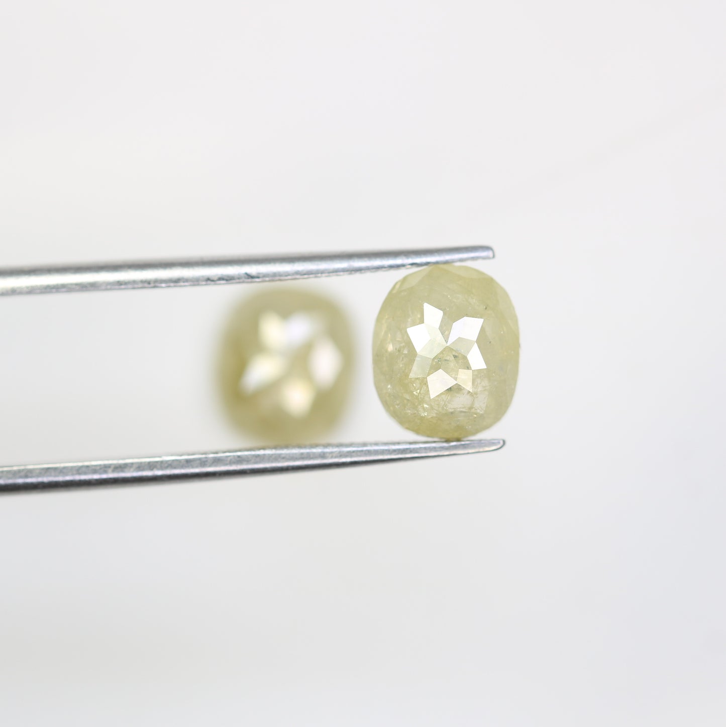 3.19 Carat Natural Green Rustic Light Green Oval Cut Diamond Pair For Diamond Earring - JayKrishna Diamond