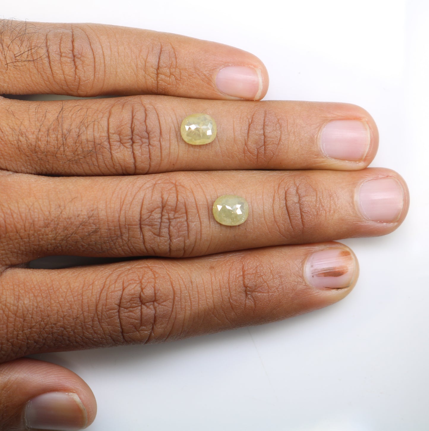 3.19 Carat Natural Green Rustic Light Green Oval Cut Diamond Pair For Diamond Earring - JayKrishna Diamond