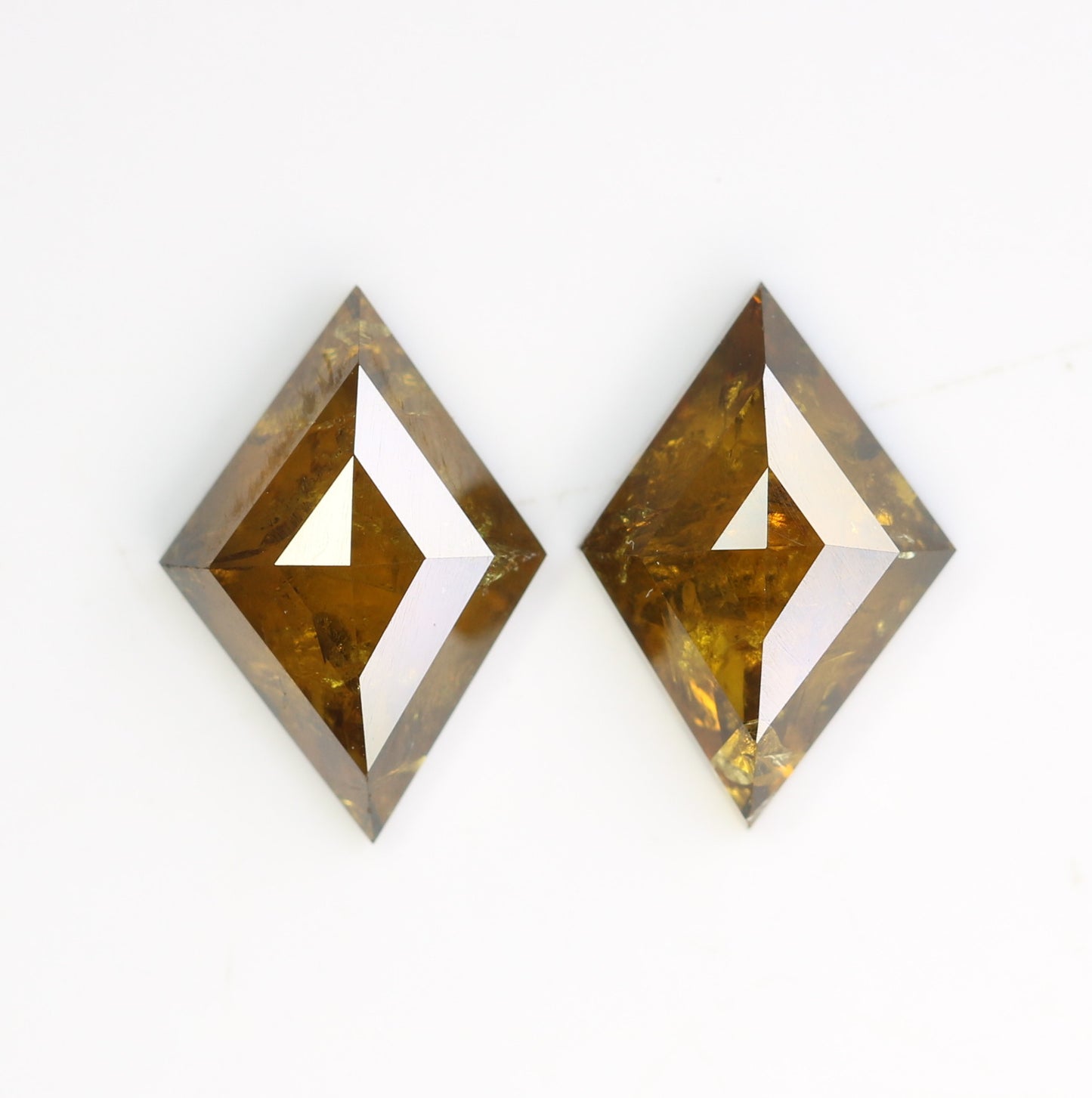 2.98 Carat Natural Rustic Brown Color Kite Shaped Diamond Pair For Wedding Ring - JayKrishna Diamond