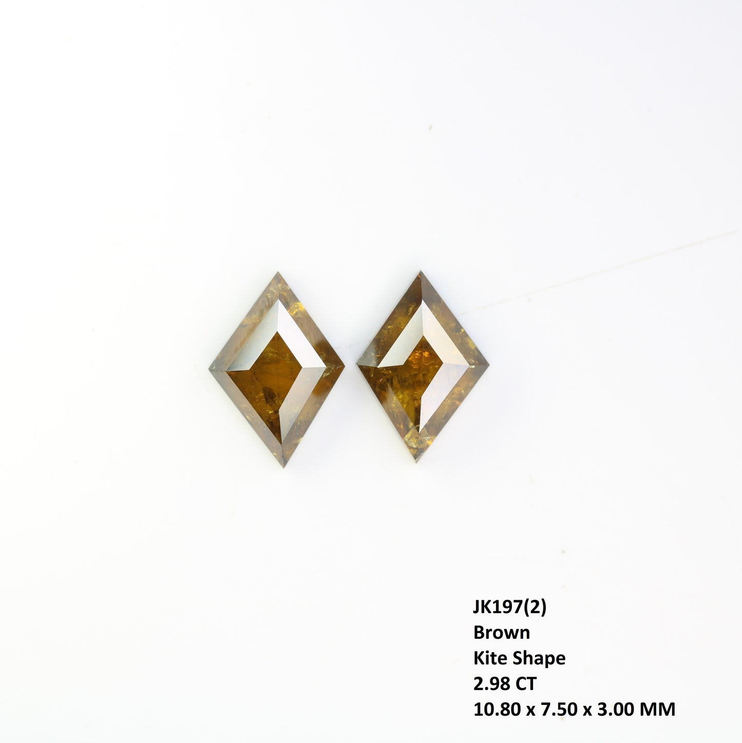2.98 Carat Natural Rustic Brown Color Kite Shaped Diamond Pair For Wedding Ring - JayKrishna Diamond