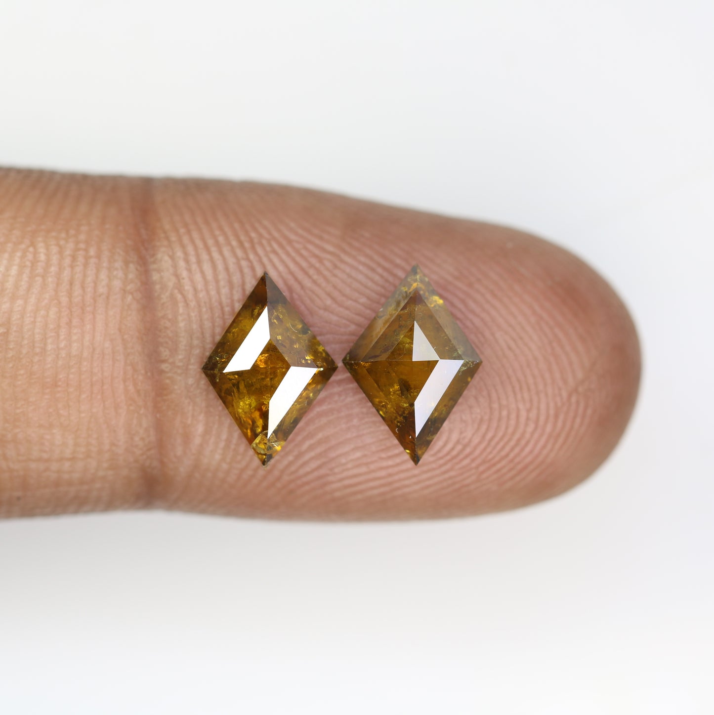 2.98 Carat Natural Rustic Brown Color Kite Shaped Diamond Pair For Wedding Ring - JayKrishna Diamond