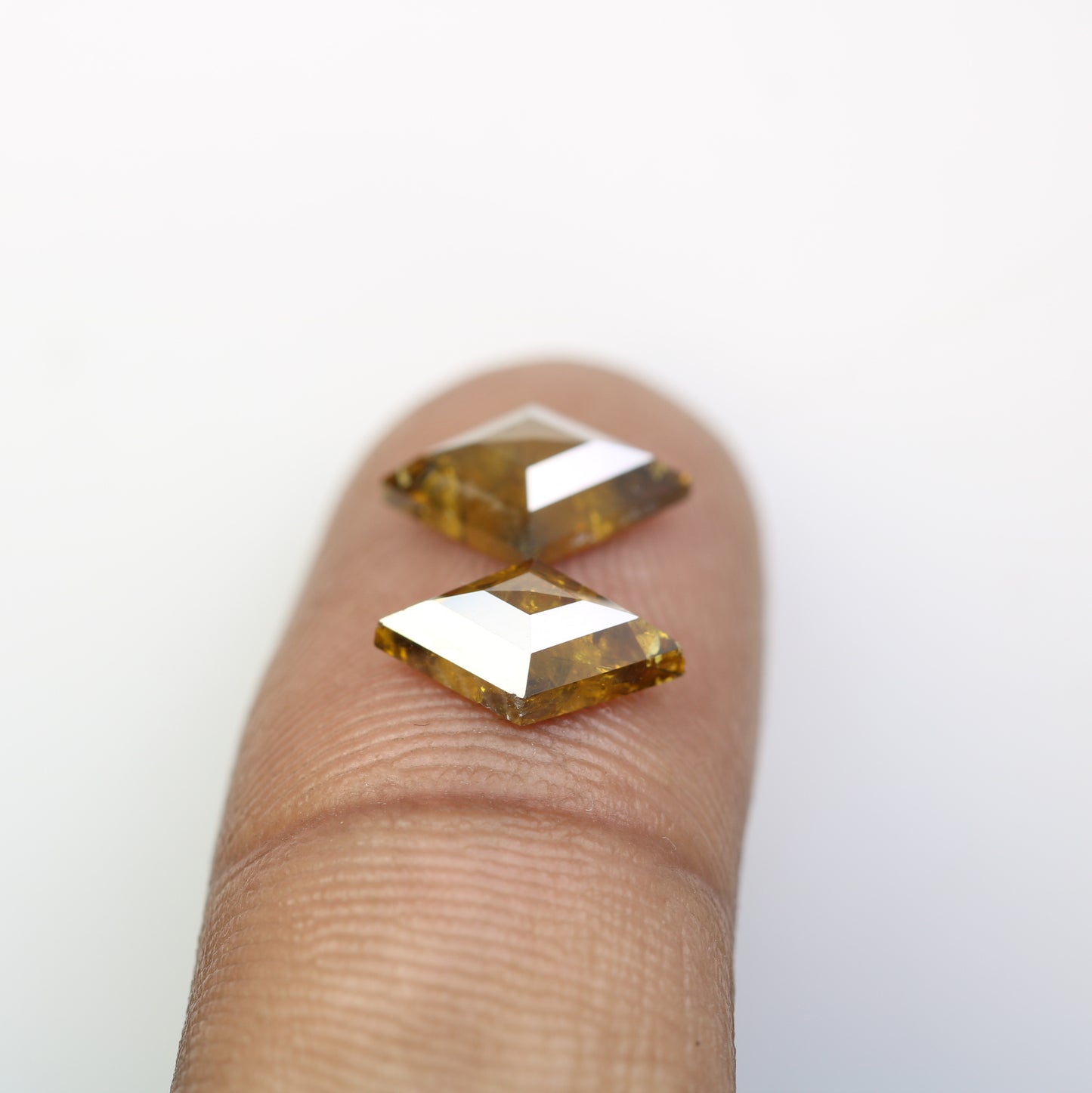 2.98 Carat Natural Rustic Brown Color Kite Shaped Diamond Pair For Wedding Ring - JayKrishna Diamond