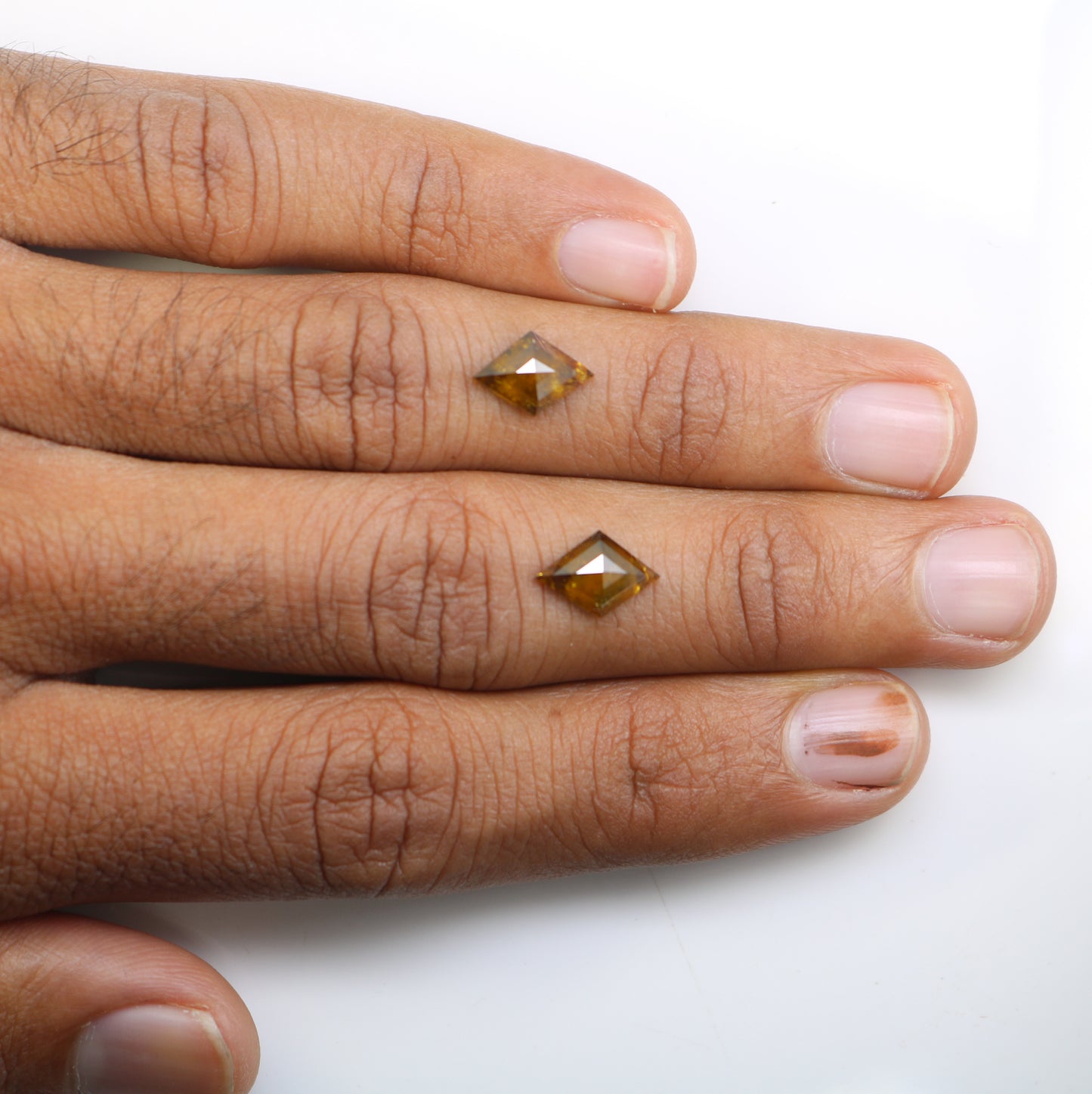 2.98 Carat Natural Rustic Brown Color Kite Shaped Diamond Pair For Wedding Ring - JayKrishna Diamond