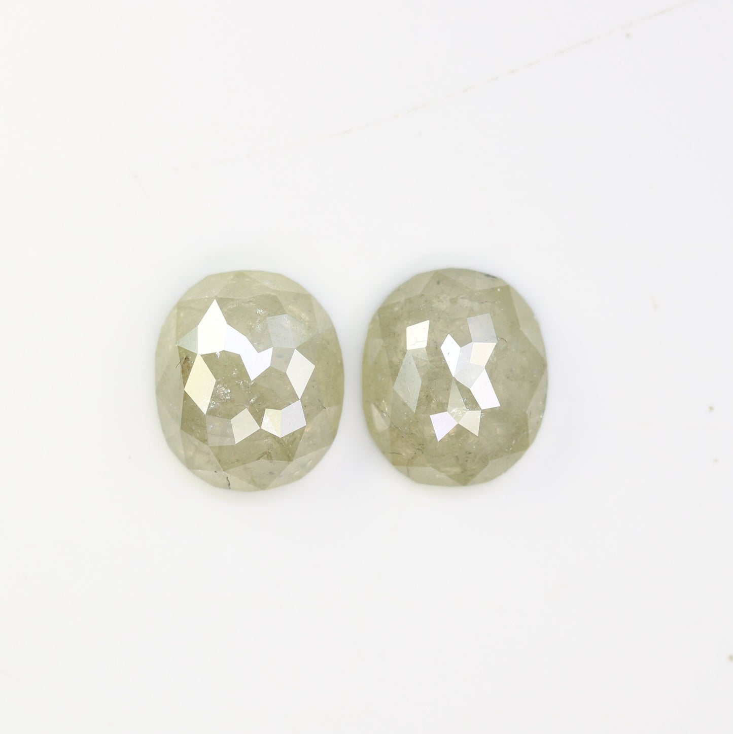 3.15 Carat Natural Grey Loose Rustic Oval Shape Diamond Pair For Vintage Ring - JayKrishna Diamond