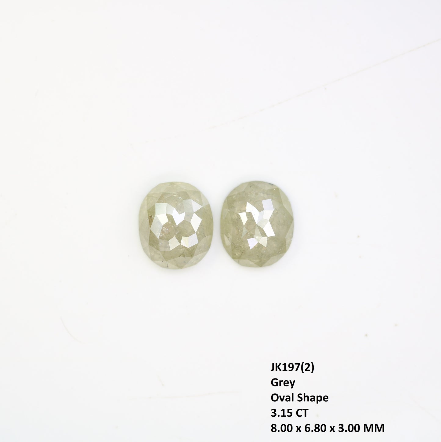 3.15 Carat Natural Grey Loose Rustic Oval Shape Diamond Pair For Vintage Ring - JayKrishna Diamond