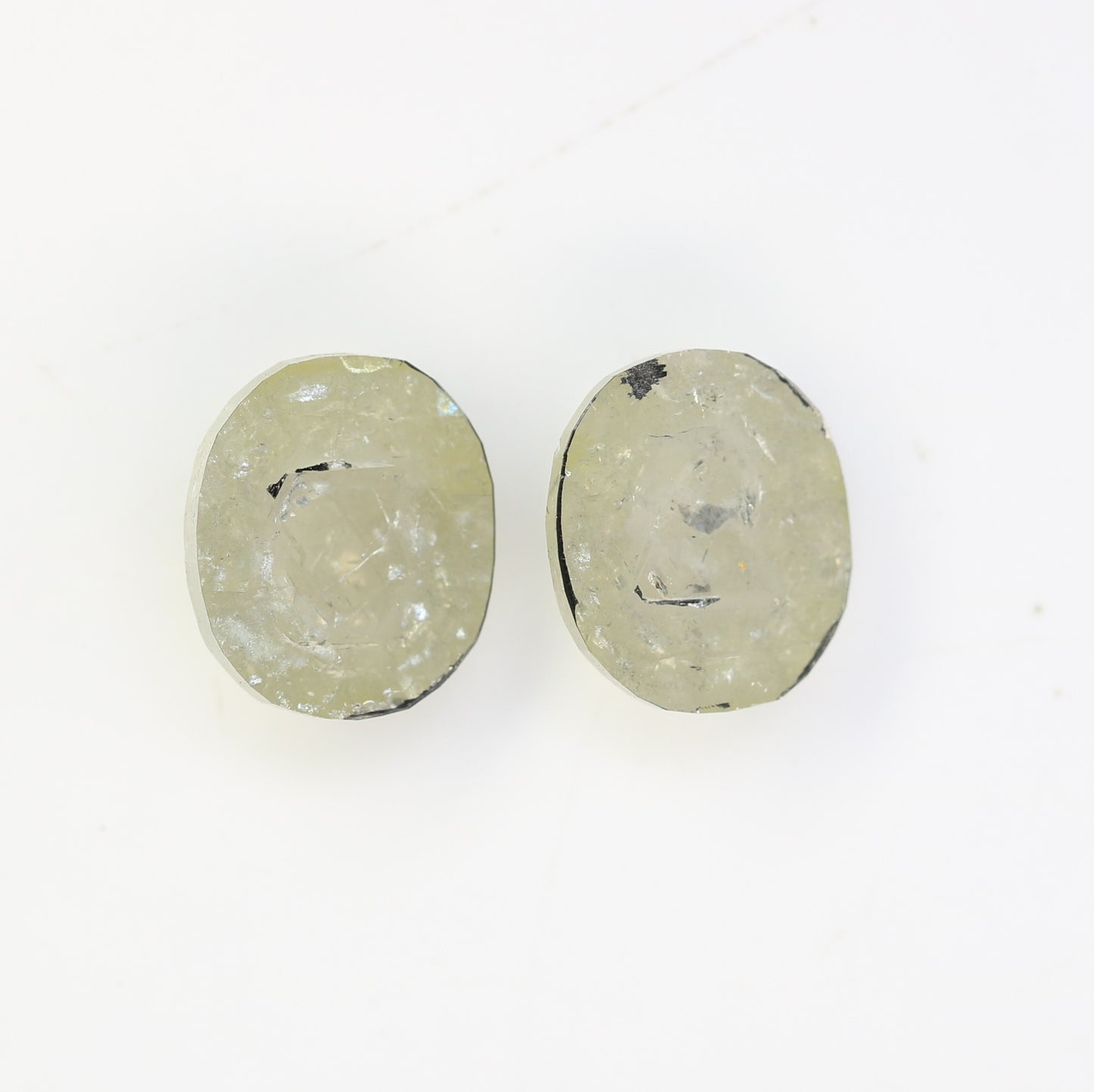 3.15 Carat Natural Grey Loose Rustic Oval Shape Diamond Pair For Vintage Ring - JayKrishna Diamond