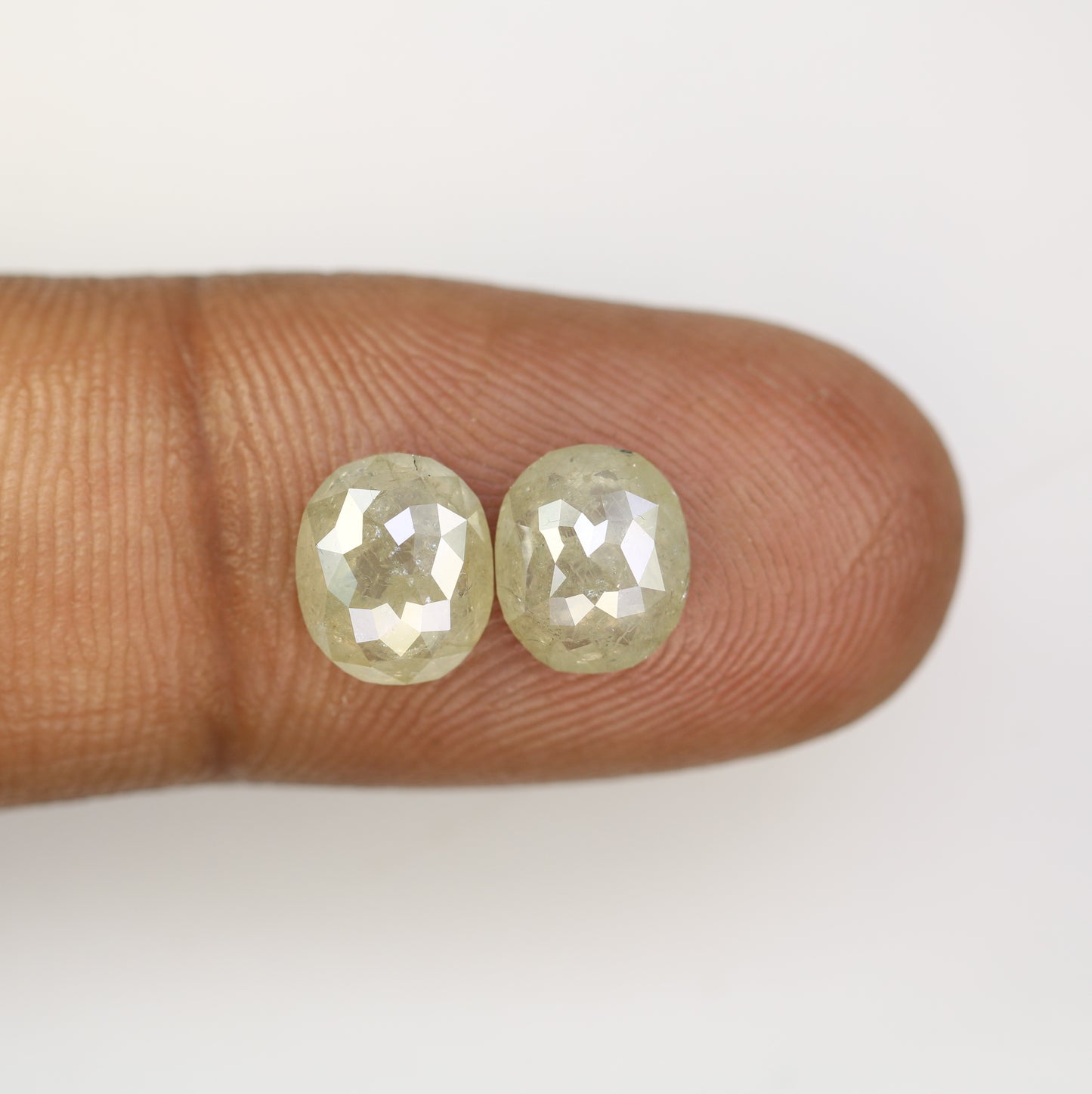 3.15 Carat Natural Grey Loose Rustic Oval Shape Diamond Pair For Vintage Ring - JayKrishna Diamond