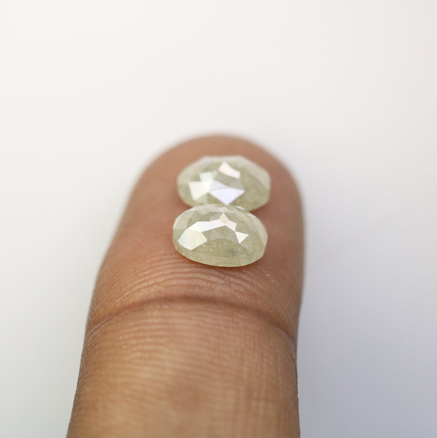 3.15 Carat Natural Grey Loose Rustic Oval Shape Diamond Pair For Vintage Ring - JayKrishna Diamond