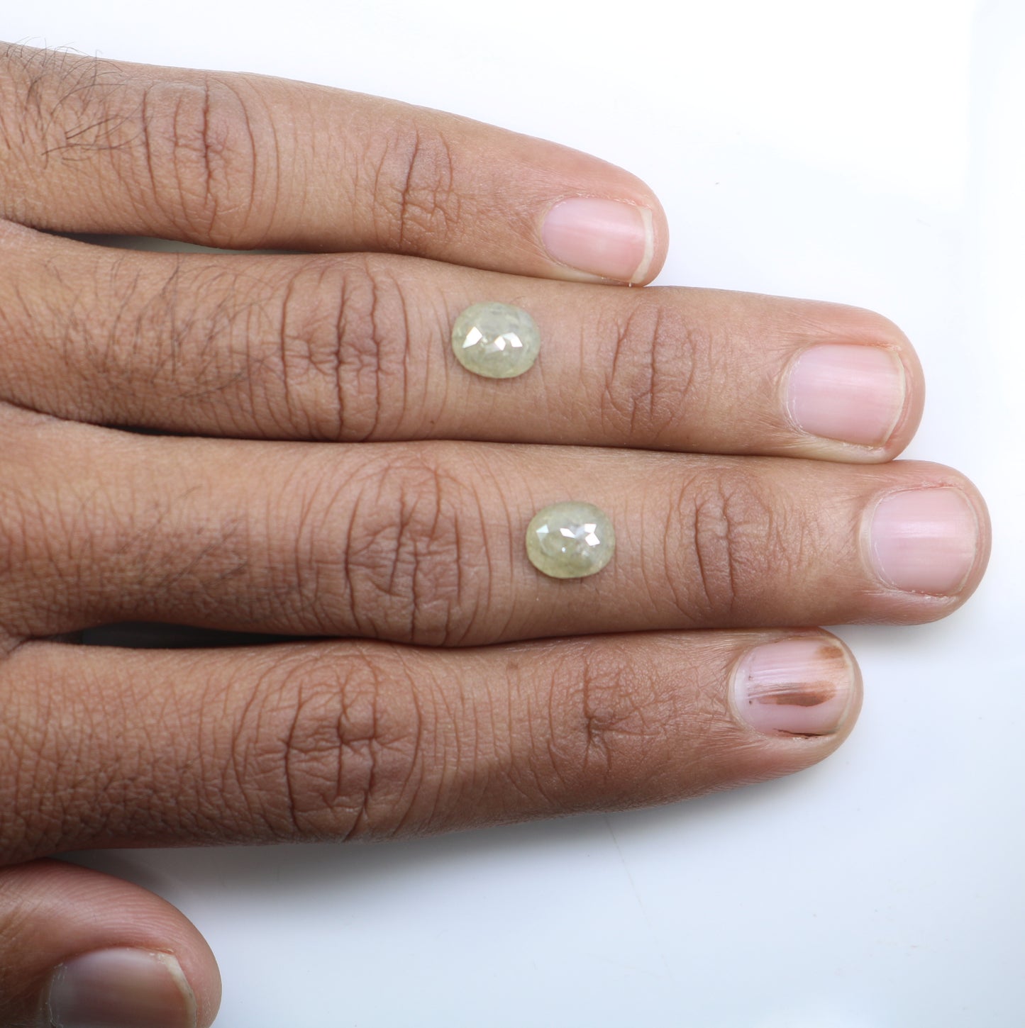3.15 Carat Natural Grey Loose Rustic Oval Shape Diamond Pair For Vintage Ring - JayKrishna Diamond