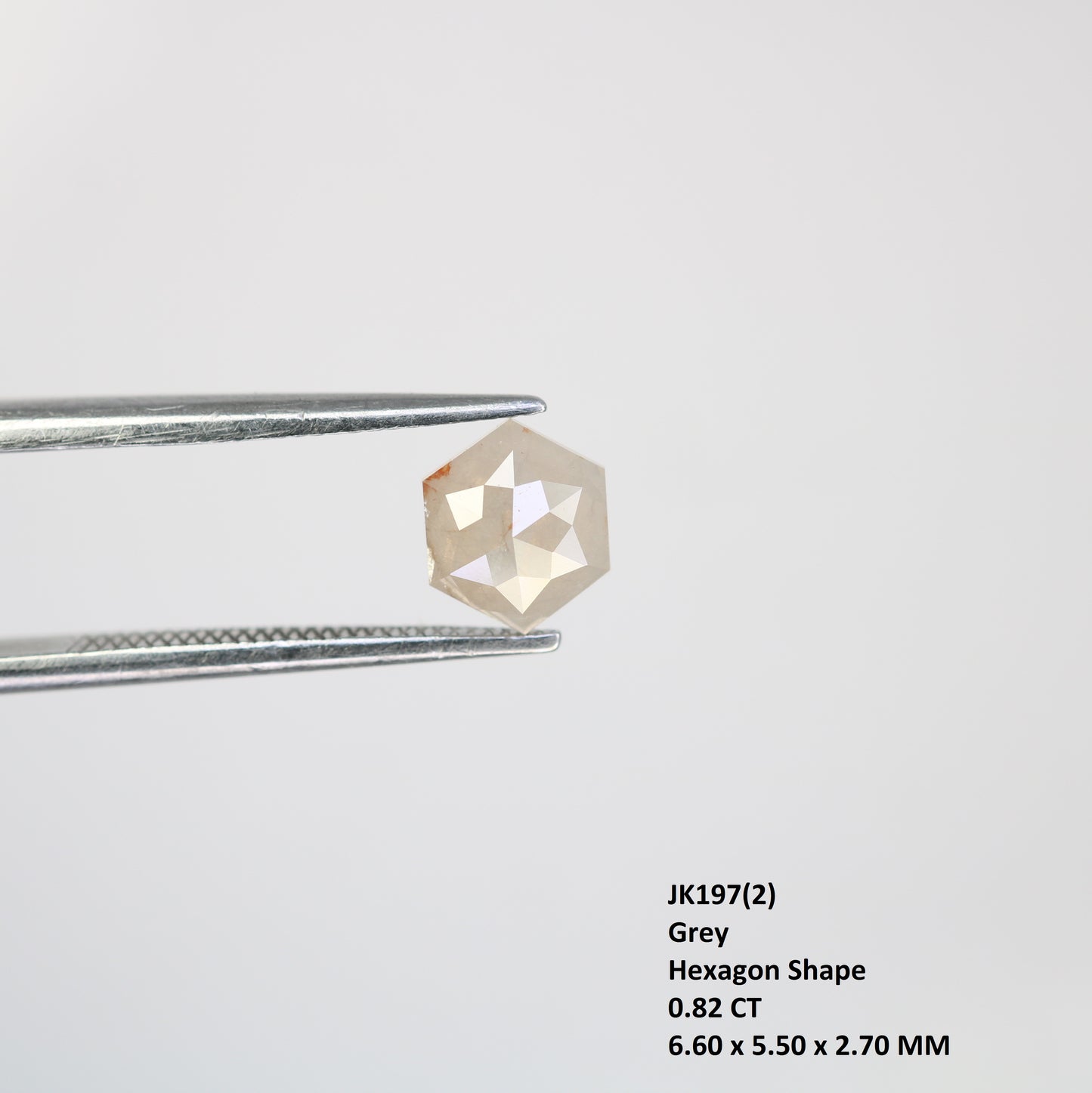 0.82 Carat Natural Grey Loose Hexagon Shape Rustic Diamond For Wedding Ring - JayKrishna Diamond