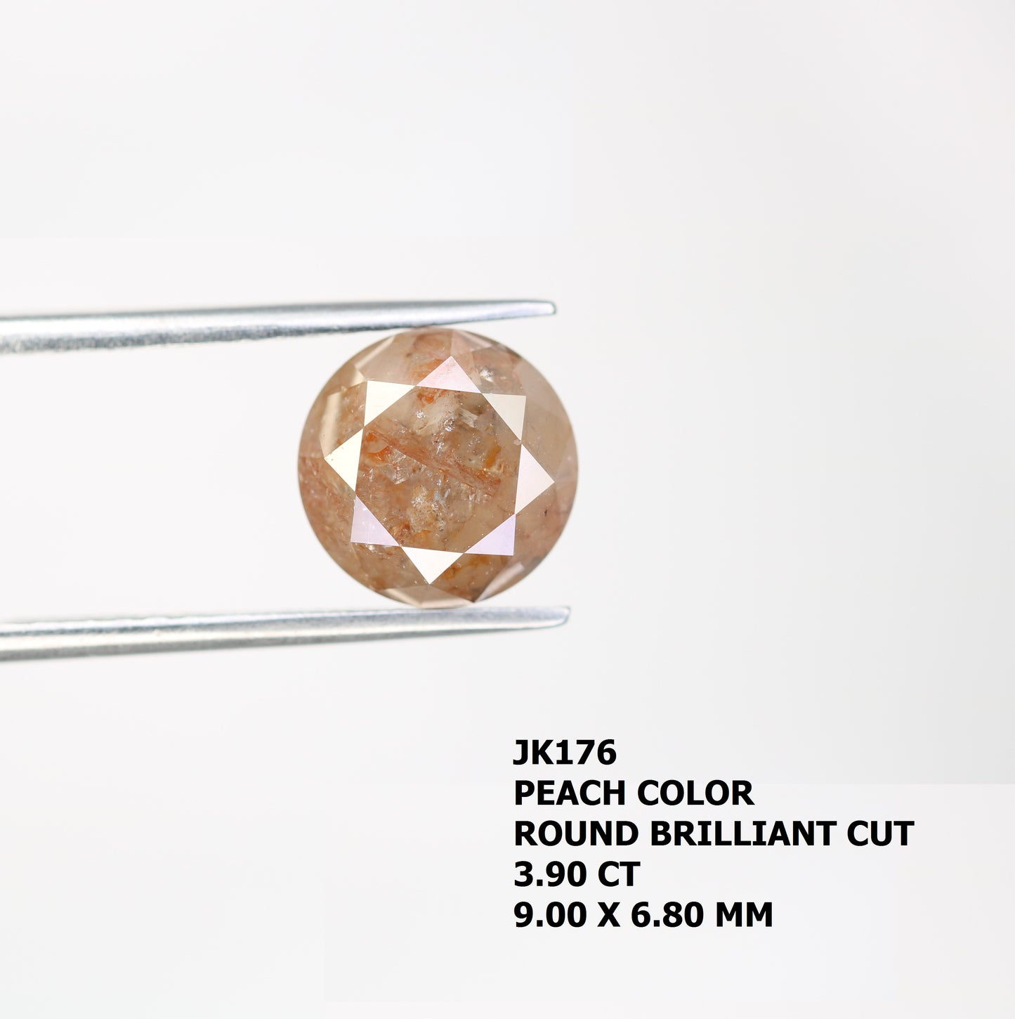 3.90 CT Peach Round Brilliant Cut Natural Diamond For Engagement Ring - JayKrishna Diamond