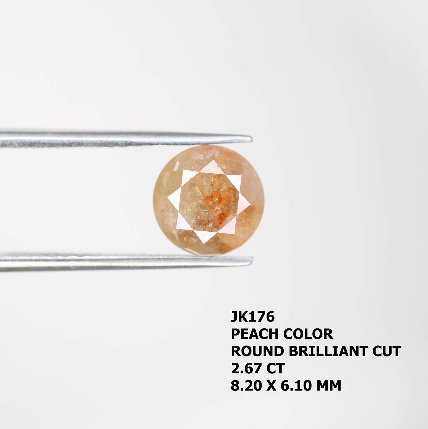 2.67 CT Round Brilliant Cut Peach Natural Diamond For Engagement Ring - JayKrishna Diamond