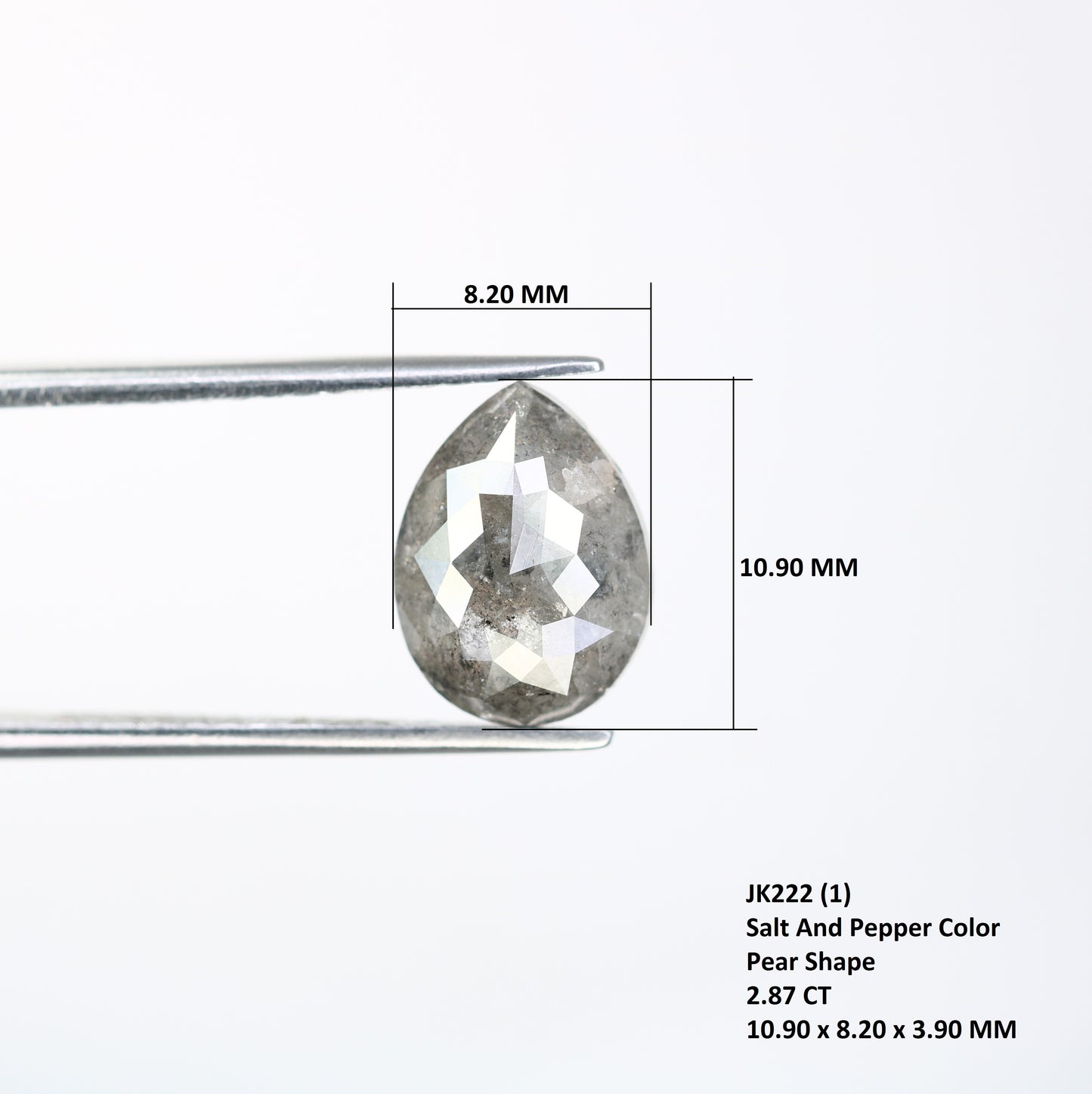 Pear Shape Diamond Ring 2.87 Carat Salt And Pepper Diamond - JayKrishna Diamond