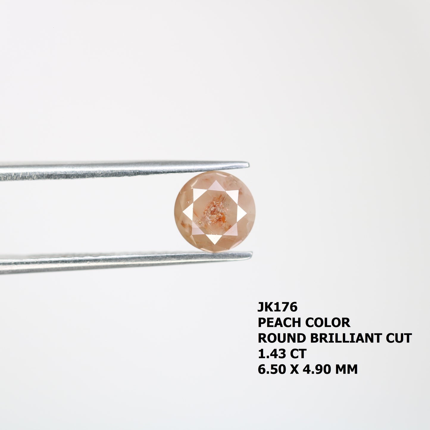 1.43 CT Loose Round Brilliant Cut Peach Diamond For Engagement Ring - JayKrishna Diamond