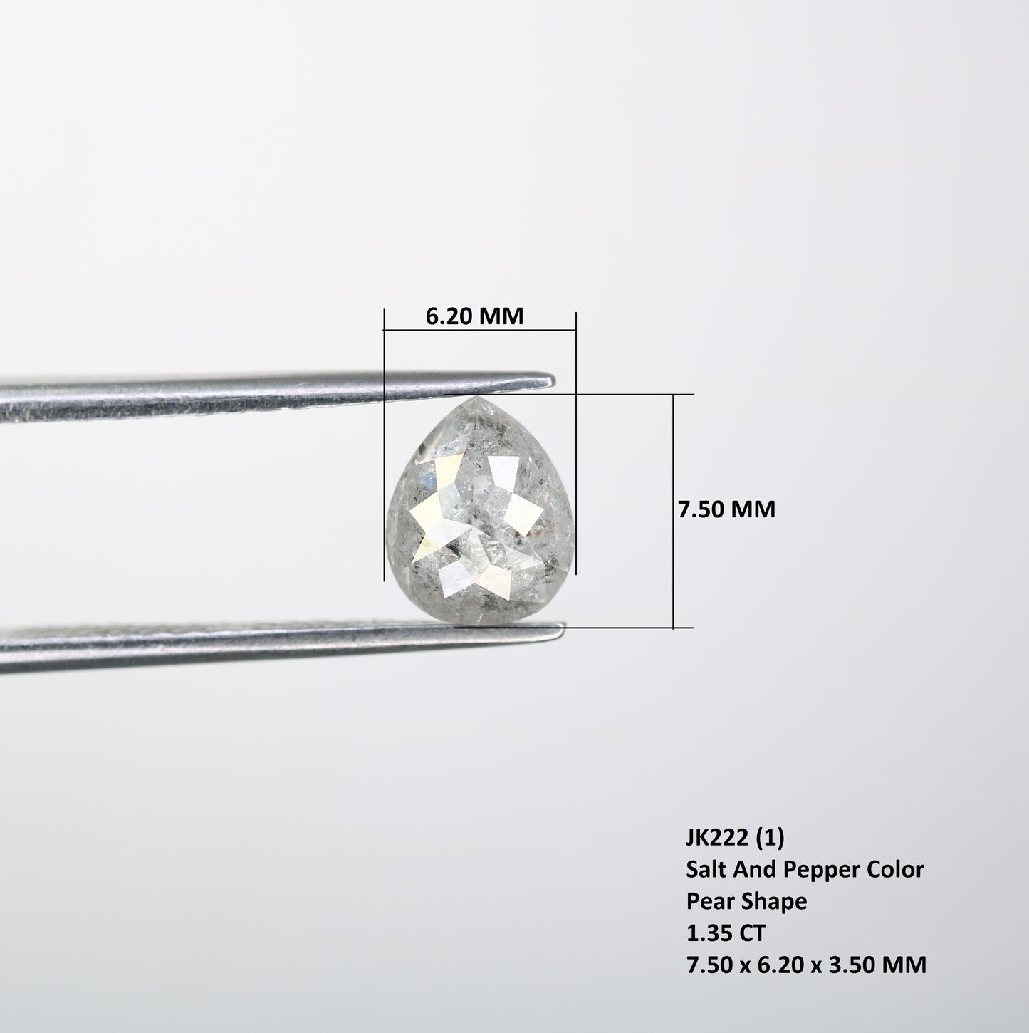 1.35 CT Natural Salt And Pepper Diamond Ring Loose Pear Shape Diamond - JayKrishna Diamond