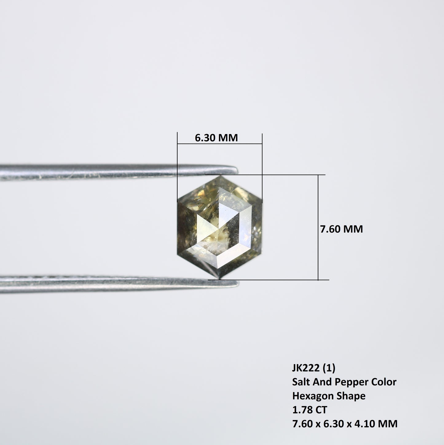 1.78 Carat Hexagon Shape Salt And Pepper Diamond For Wedding Ring - JayKrishna Diamond
