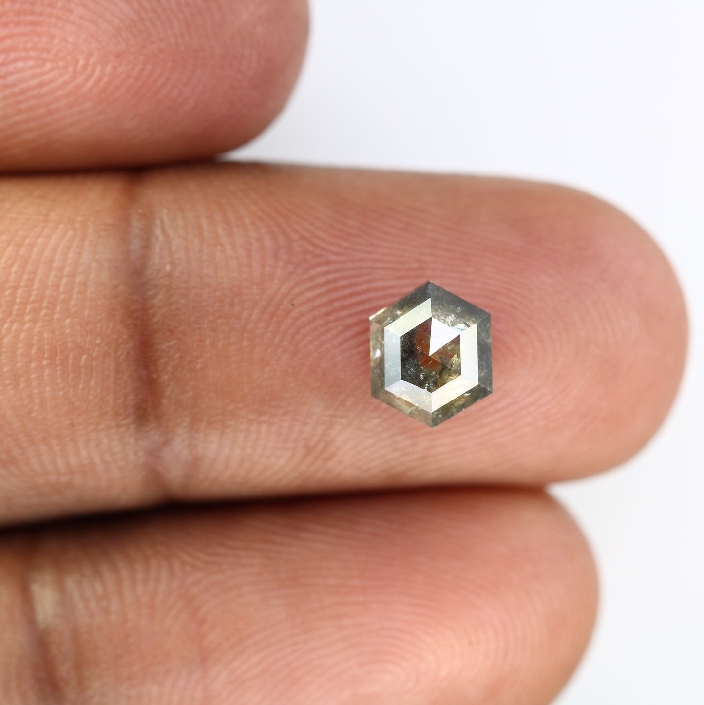 1.78 Carat Hexagon Shape Salt And Pepper Diamond For Wedding Ring - JayKrishna Diamond