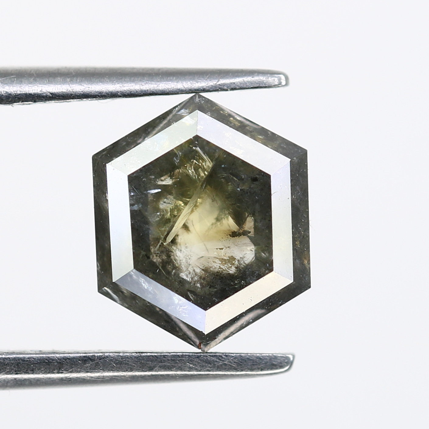 1.78 Carat Hexagon Shape Salt And Pepper Diamond For Wedding Ring - JayKrishna Diamond