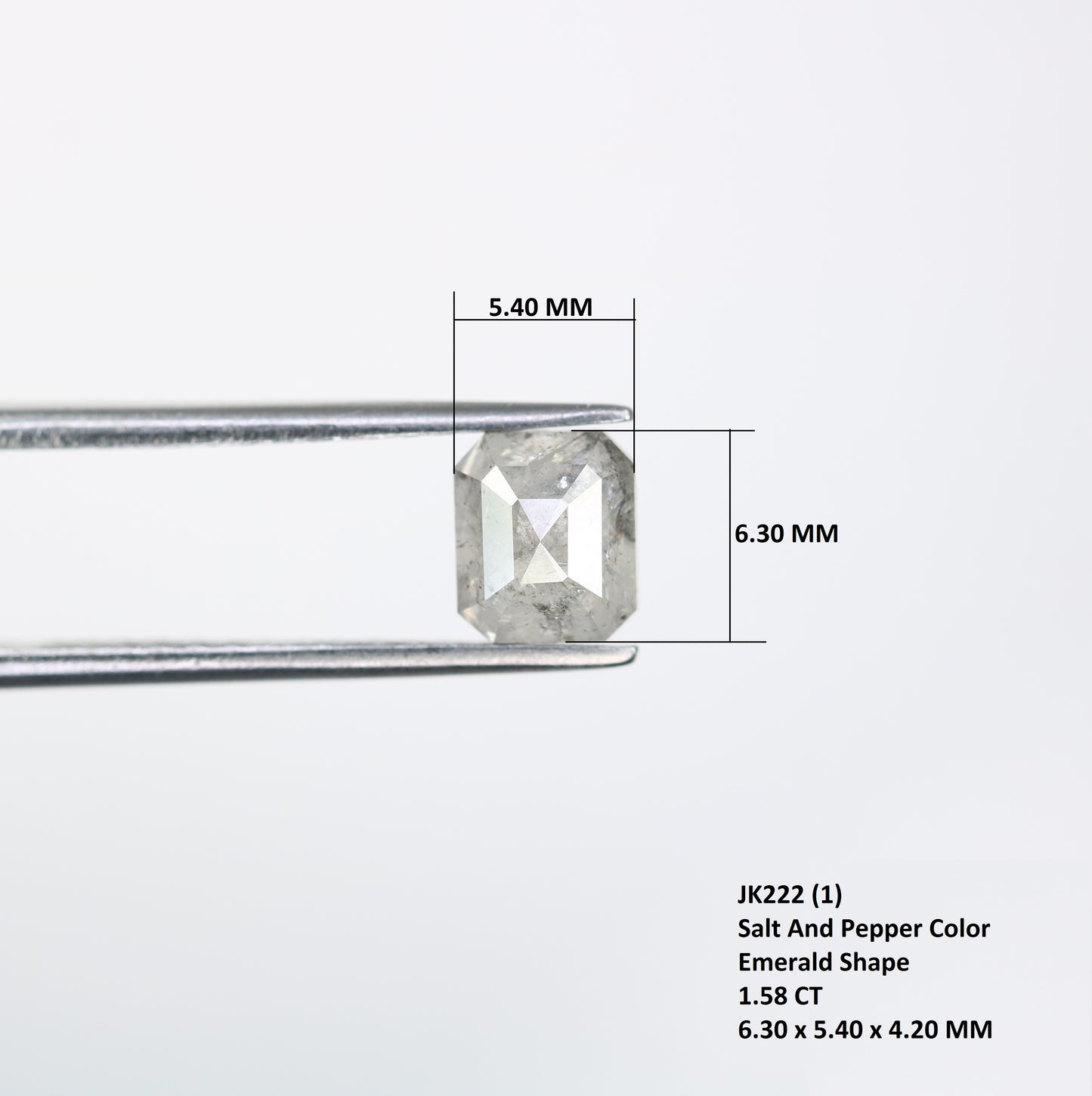 1.58 Carat Natural Salt And Pepper Emerald Cut Diamond For Wedding Ring - JayKrishna Diamond