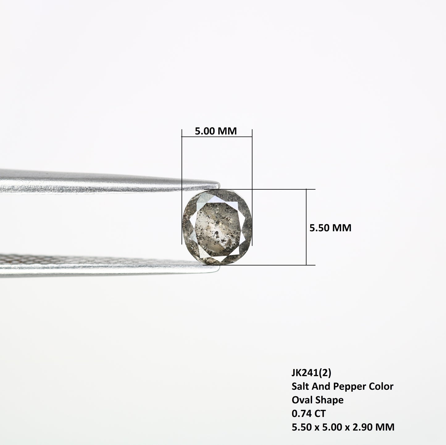 0.74 Carat 5.5 MM Oval Shape Salt And Pepper Loose Natural Diamond For Engagement Ring - JayKrishna Diamond