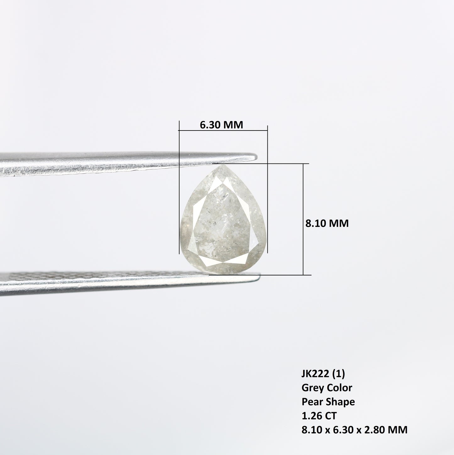1.26 Carat Pear Shaped Diamond Ring Natural Grey Loose Diamond - JayKrishna Diamond
