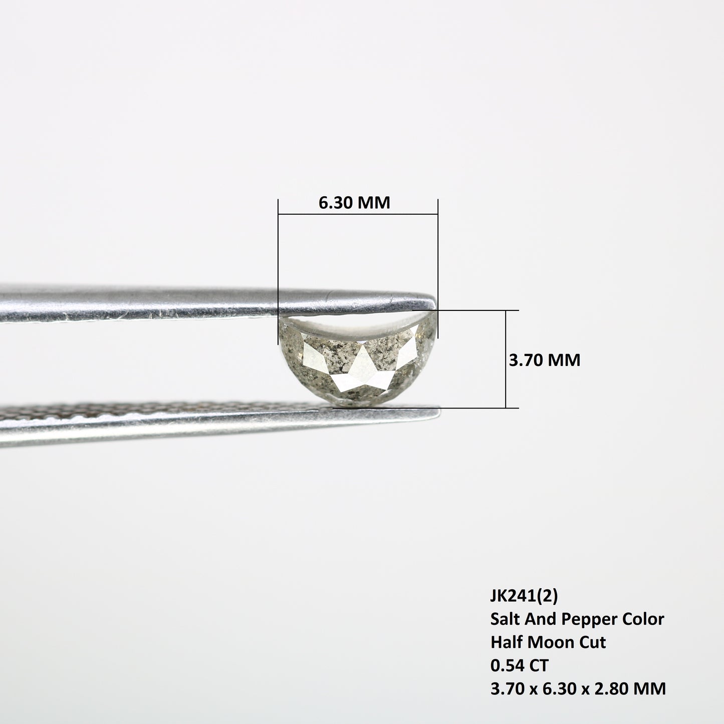 0.54 Carat Half Moon Shape Salt And Pepper Loose Diamond For Galaxy Ring - JayKrishna Diamond