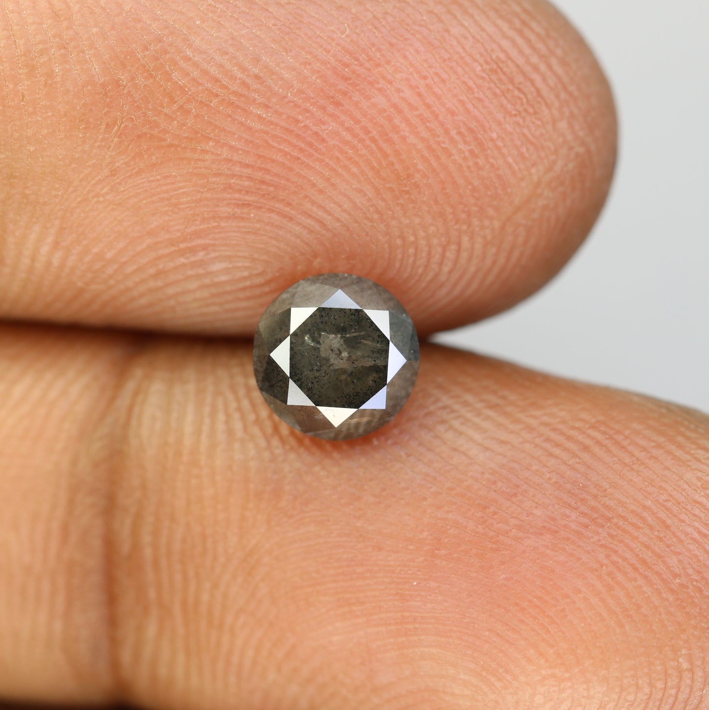 1.42 CT Natural Salt And Pepper Round Brilliant Cut Diamond For Engagement Ring - JayKrishna Diamond