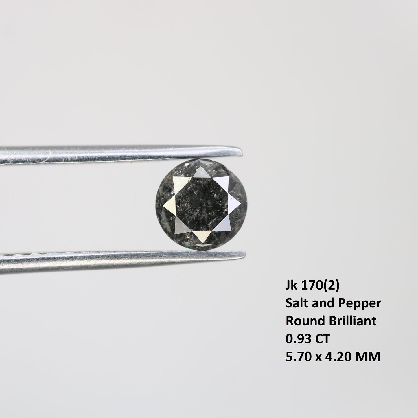 0.93 CT Round Brilliant Cut Salt And Pepper Natural Loose Diamond For Engagement Ring - JayKrishna Diamond