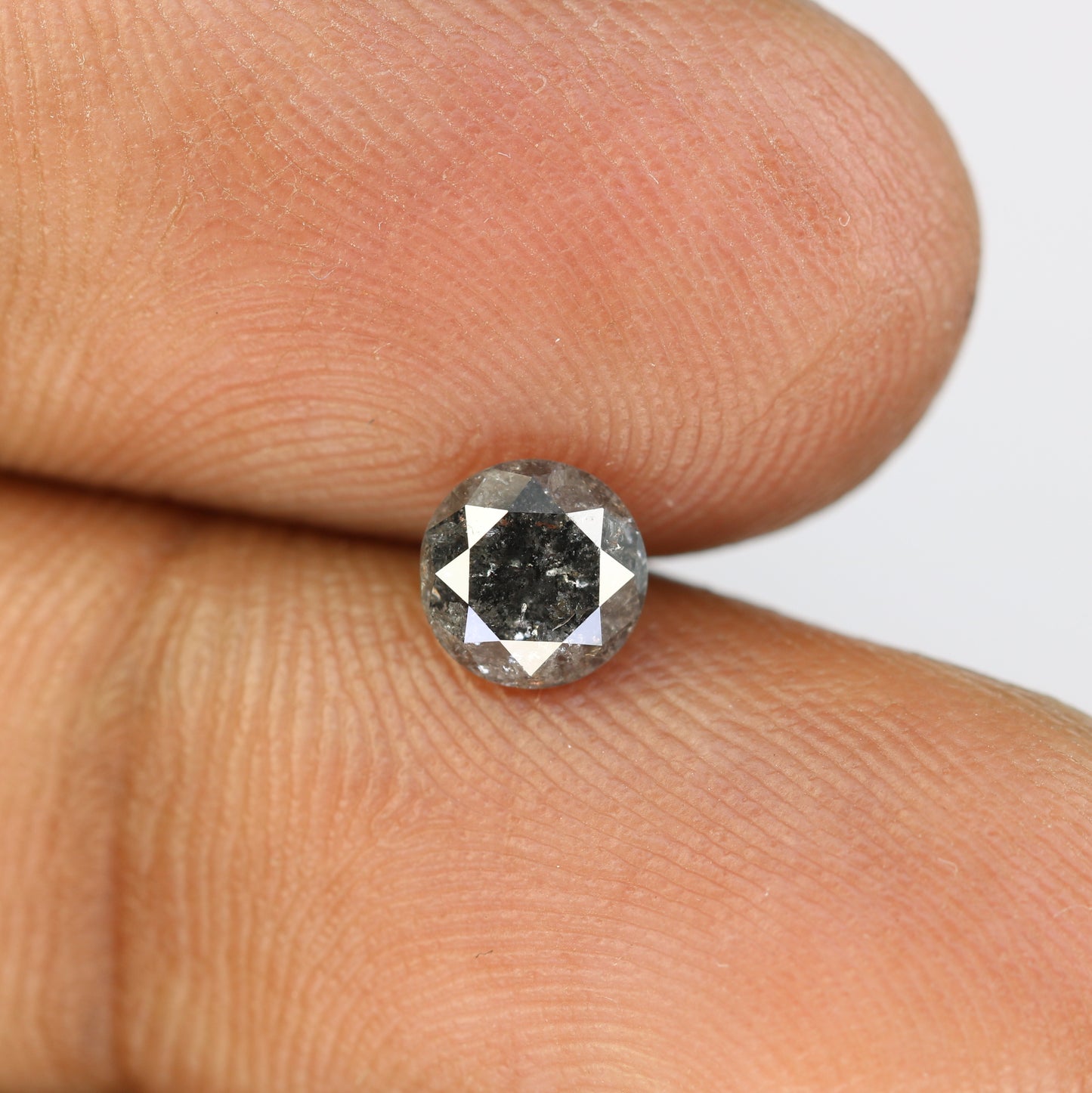 0.93 CT Round Brilliant Cut Salt And Pepper Natural Loose Diamond For Engagement Ring - JayKrishna Diamond