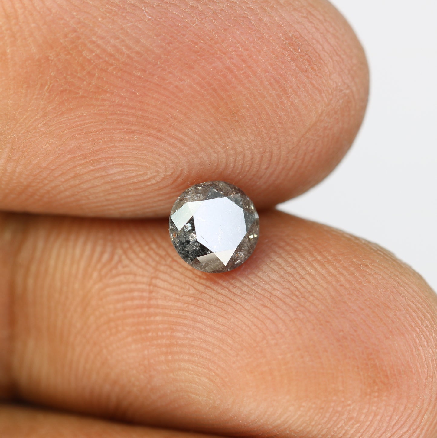 0.93 CT Round Brilliant Cut Salt And Pepper Natural Loose Diamond For Engagement Ring - JayKrishna Diamond