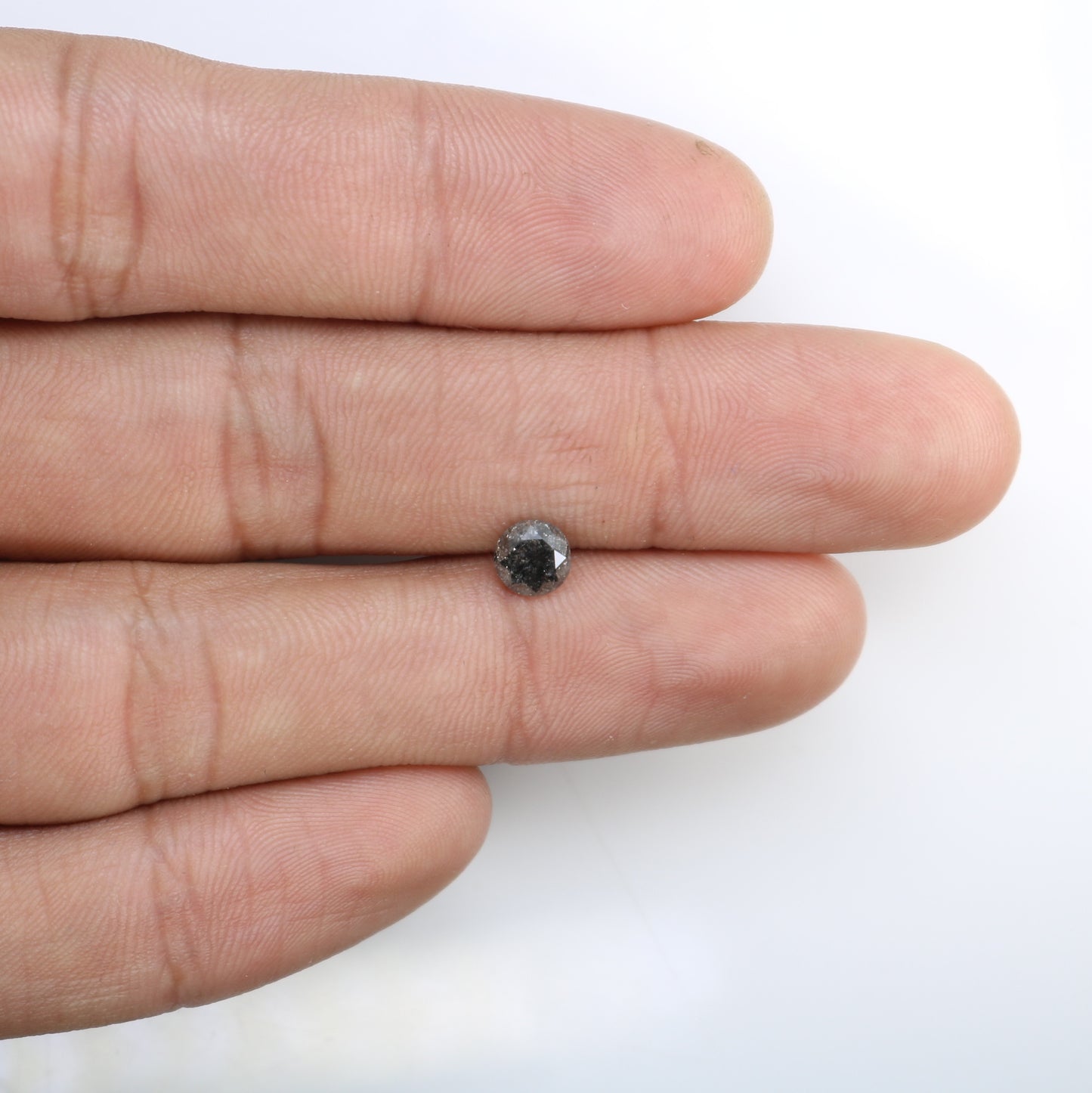 0.93 CT Round Brilliant Cut Salt And Pepper Natural Loose Diamond For Engagement Ring - JayKrishna Diamond
