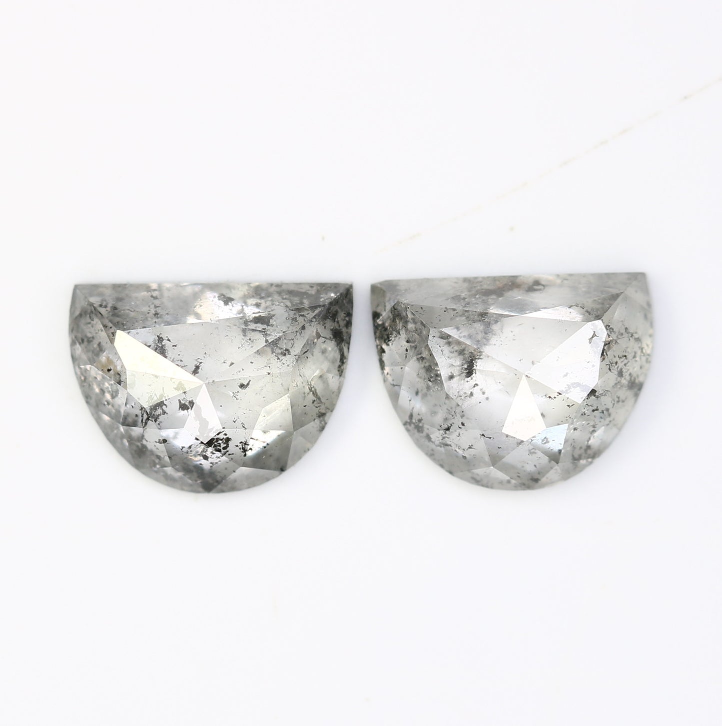 2.38 Carat Natural Loose Salt And Pepper Half Moon Diamond Pair For Diamond Earring - JayKrishna Diamond