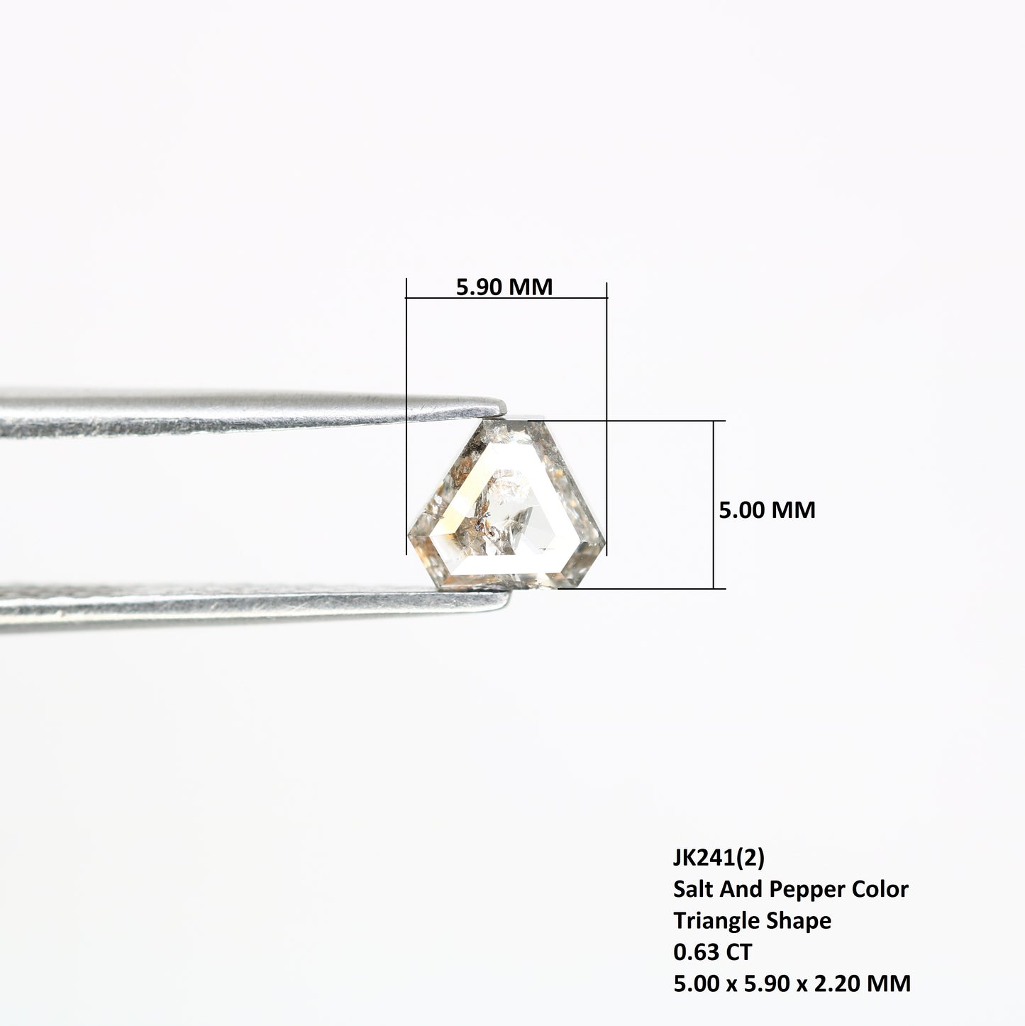 0.63 Carat Triangle Shape Loose Natural Salt and Pepper Diamond (5 MM) for a Distinctive Wedding Ring: Elegant Gemstone Jewelry Choice - JayKrishna Diamond