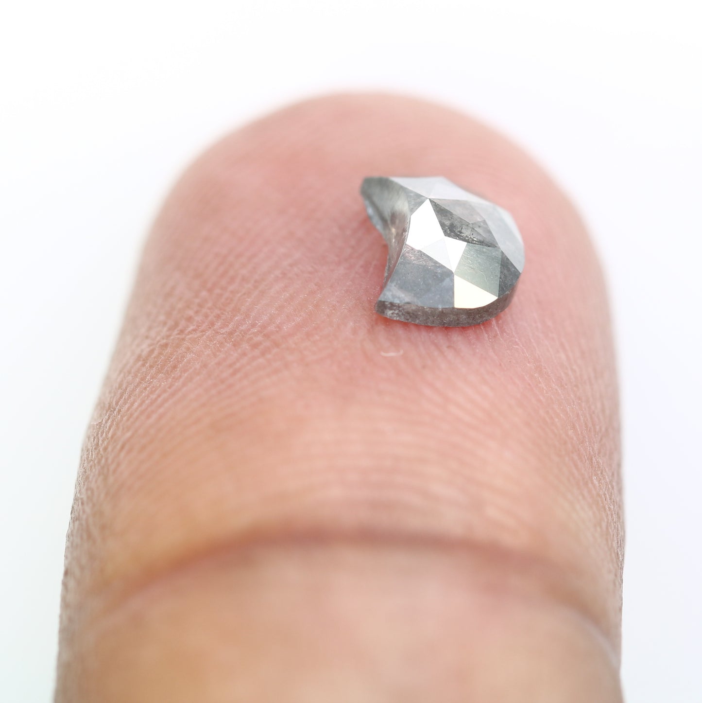 0.71 Carat Salt And Pepper Loose Half Moon Shaped Diamond For Engagement Ring - JayKrishna Diamond