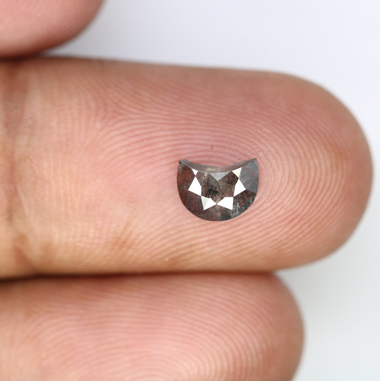0.71 Carat Salt And Pepper Loose Half Moon Shaped Diamond For Engagement Ring - JayKrishna Diamond