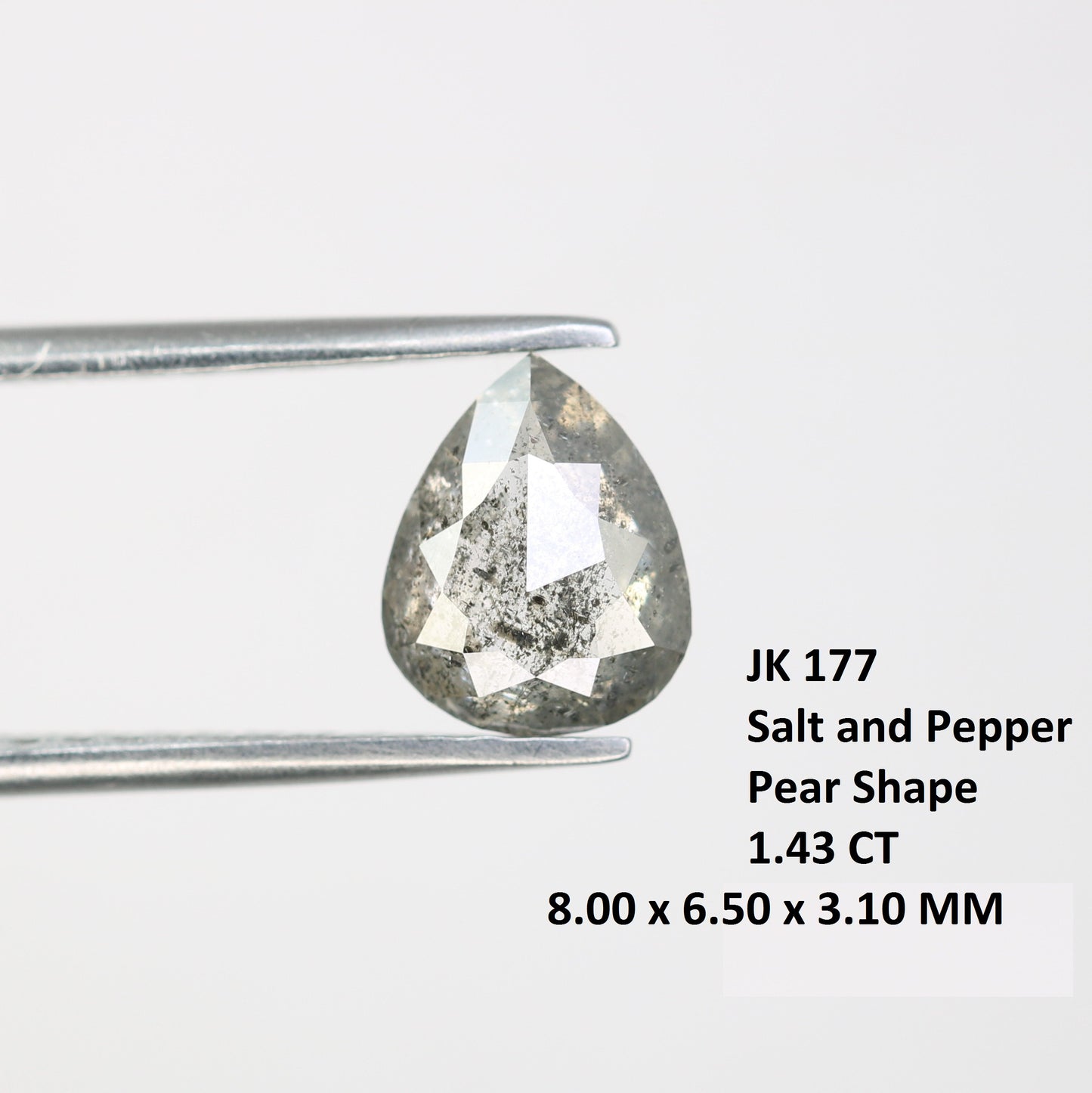 1.43 CT Natural Salt And Pepper Pear Cut Loose Diamond For Engagement Ring - JayKrishna Diamond