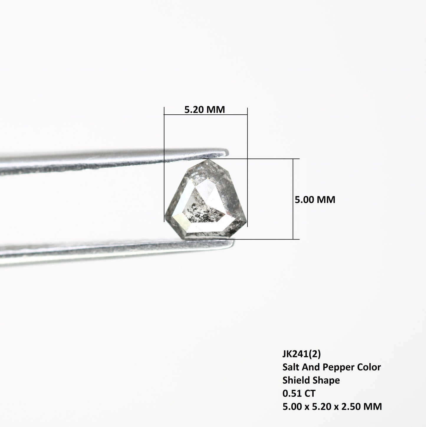0.51 Carat Shield Shape Diamond 5 MM Loose Salt And Pepper Diamond For Wedding Ring - JayKrishna Diamond