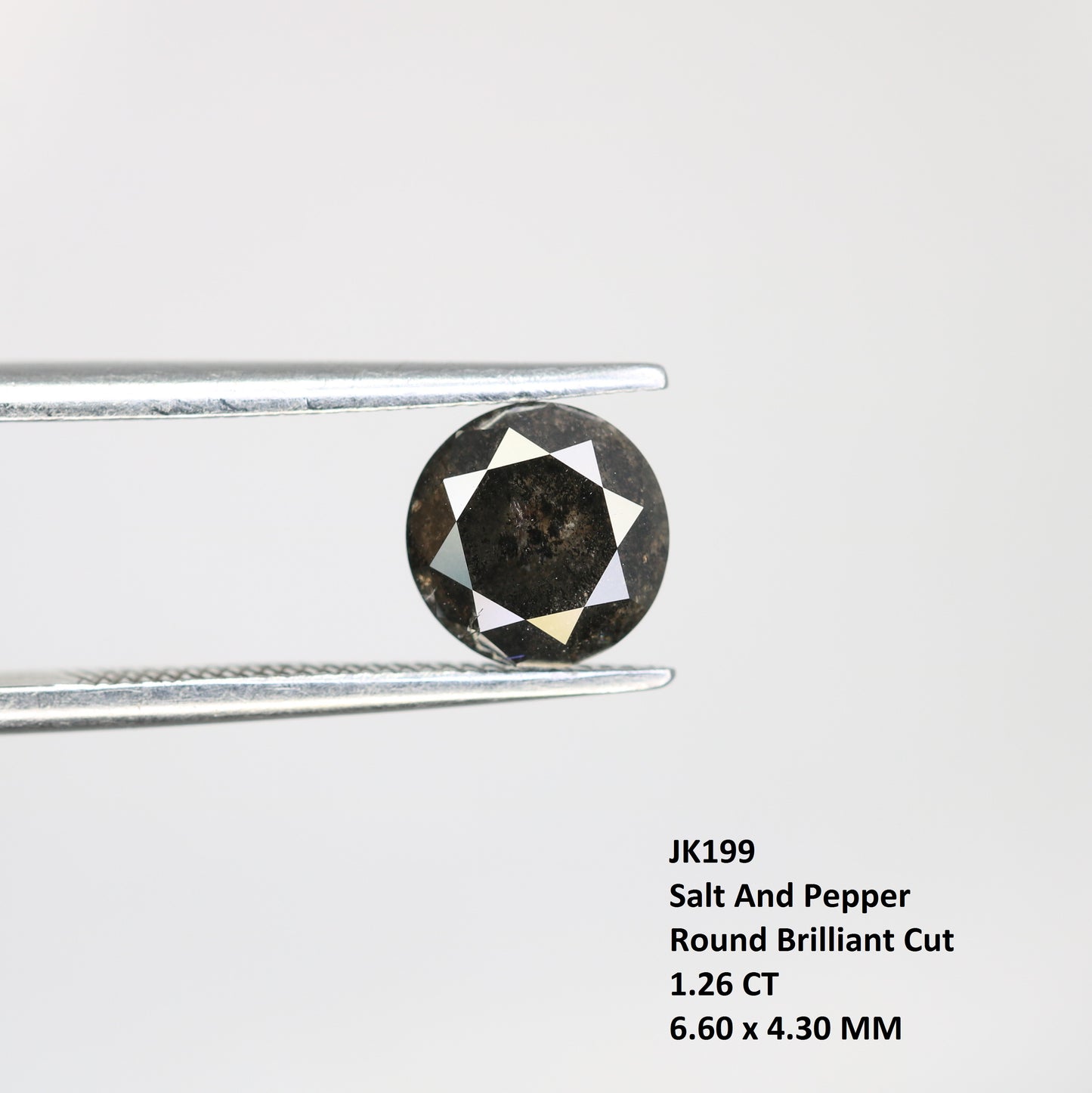 Natural Black Diamond 1.26 Carat Salt And Pepper Round Brilliant Cut Diamond - JayKrishna Diamond